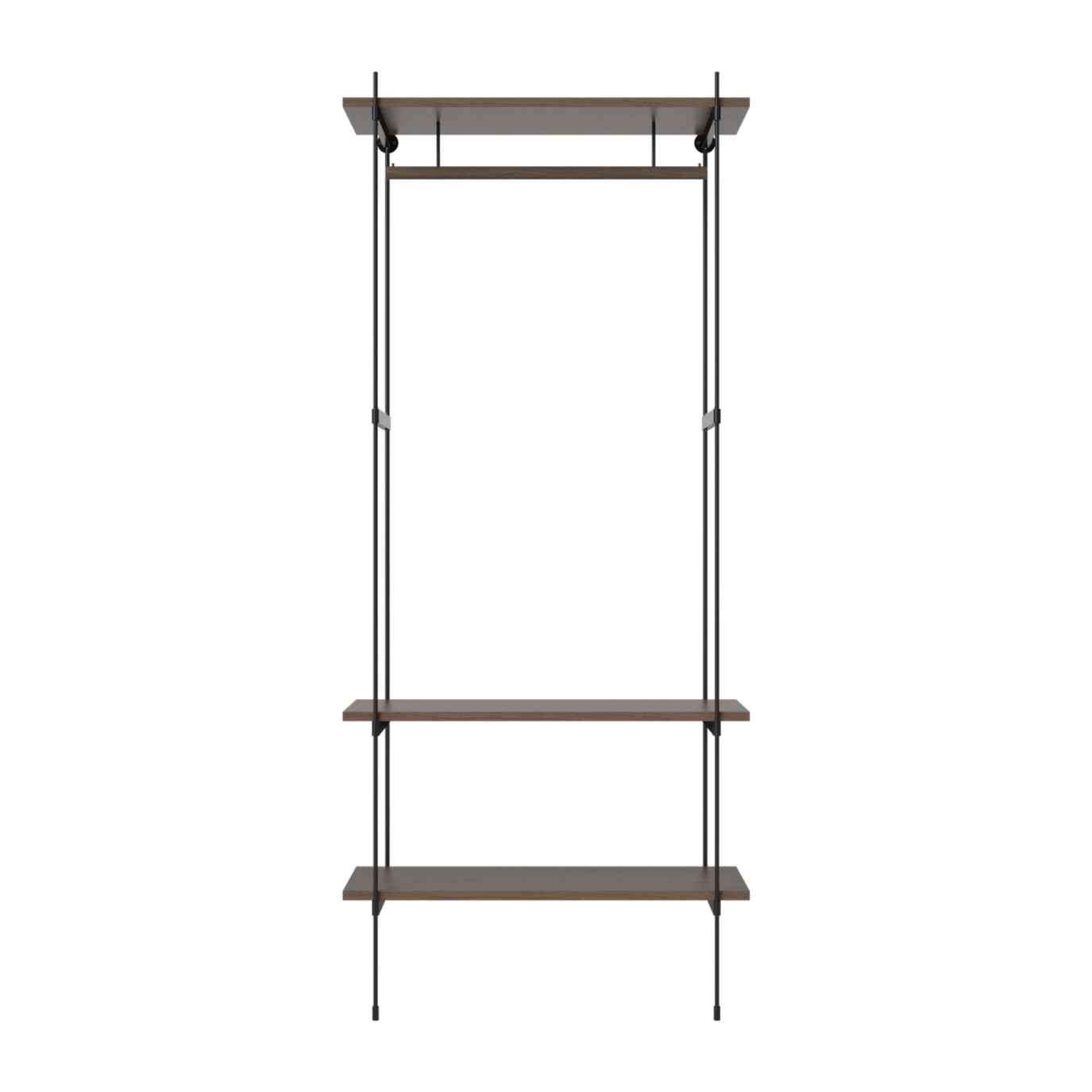 Boekenkast met kapstok ROD donker eikenfineer met zwart frame