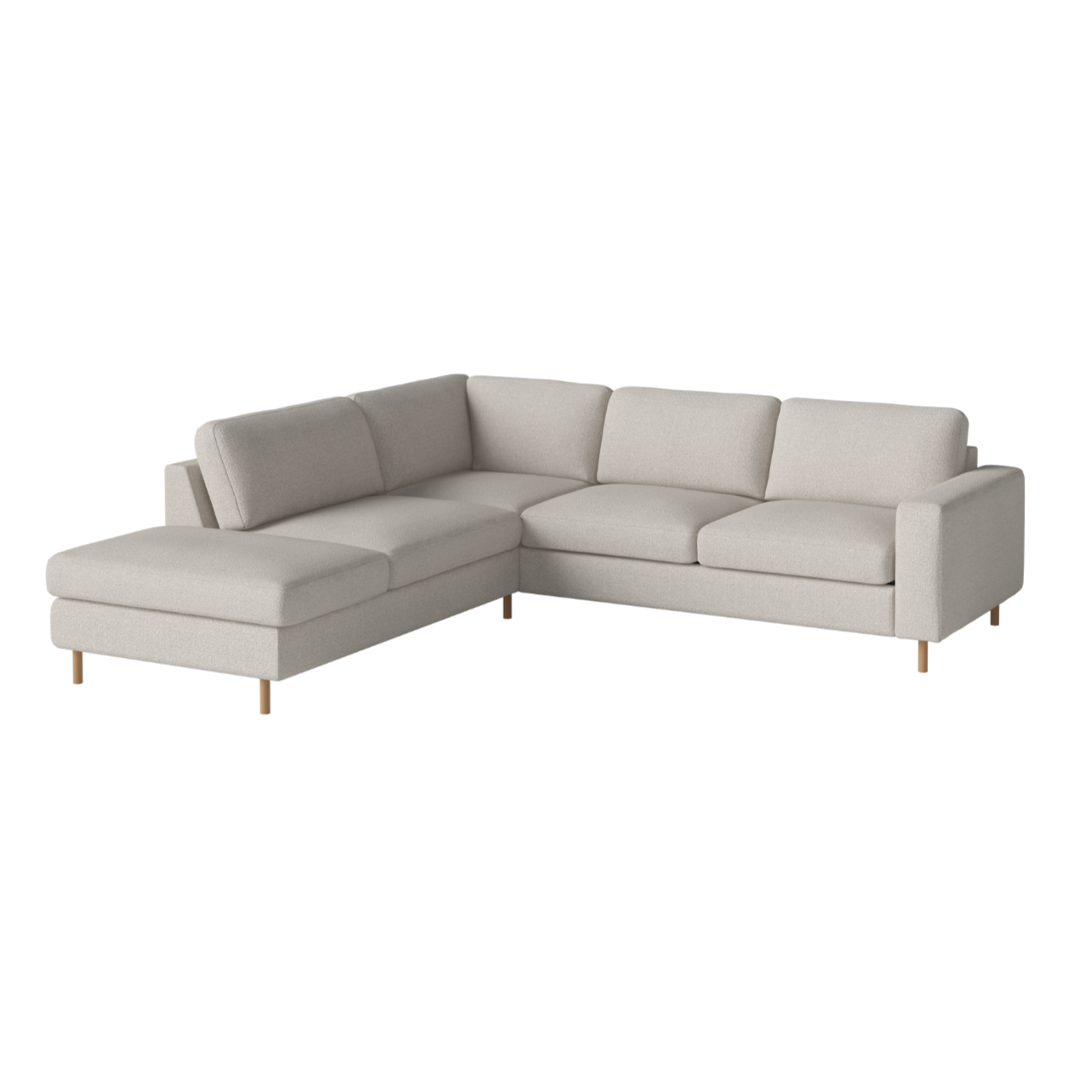 Open hoekbank links SCANDINAVIA met eiken basis