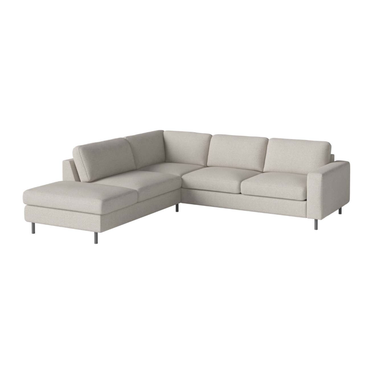 Open hoekbank links SCANDINAVIA met stalen basis