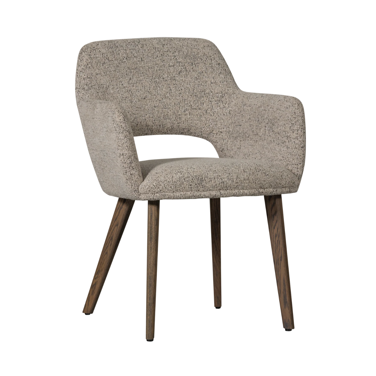 Stuhl MURAT in grau-beige mit dunkelbraunem Eichenfuß