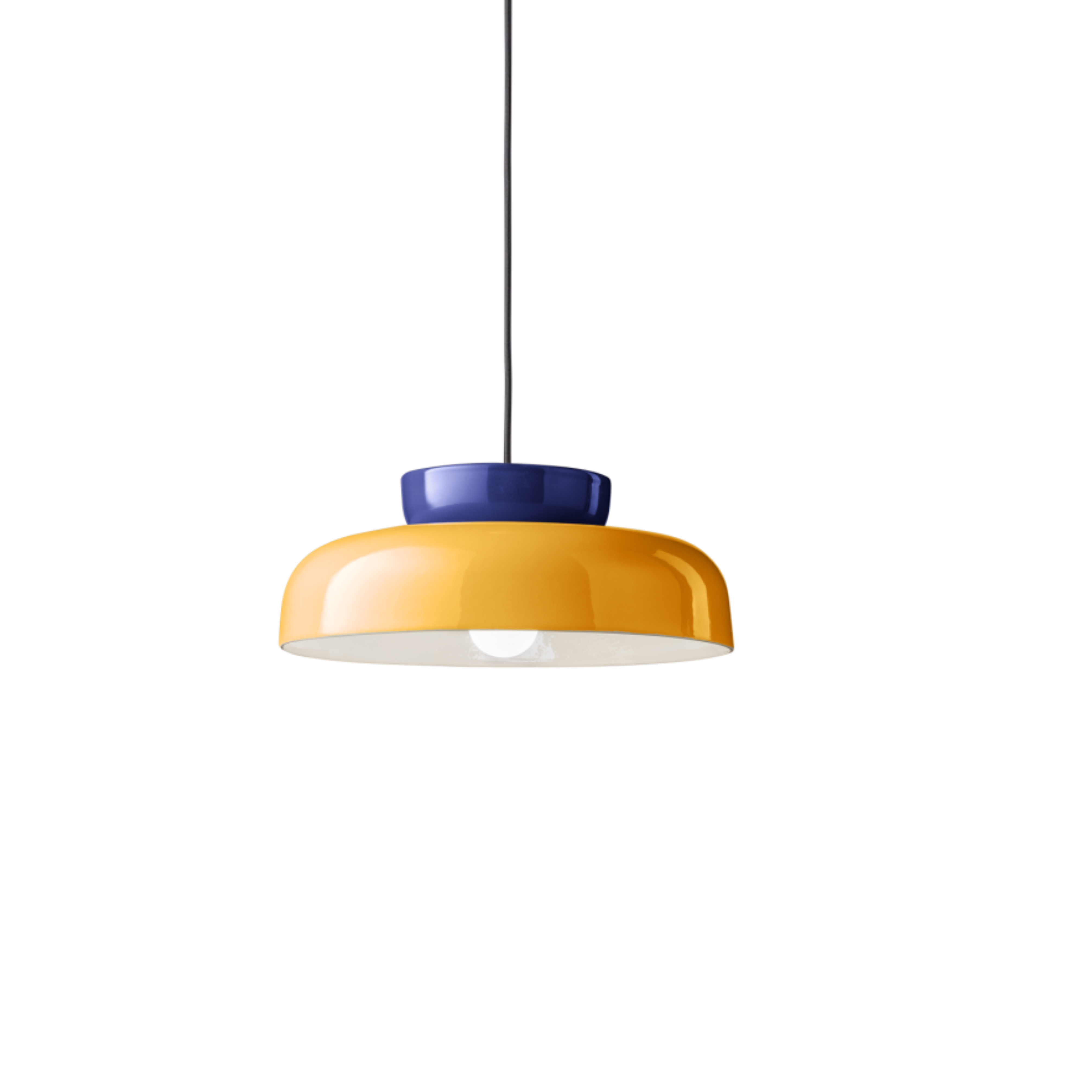 Hanglamp van keramiek MARACANÀ geel met marineblauw