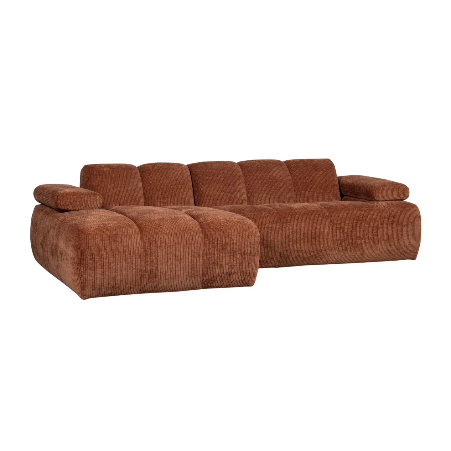 Modularer, linksseitiger Ecksofa MOJO aus braunem Cord