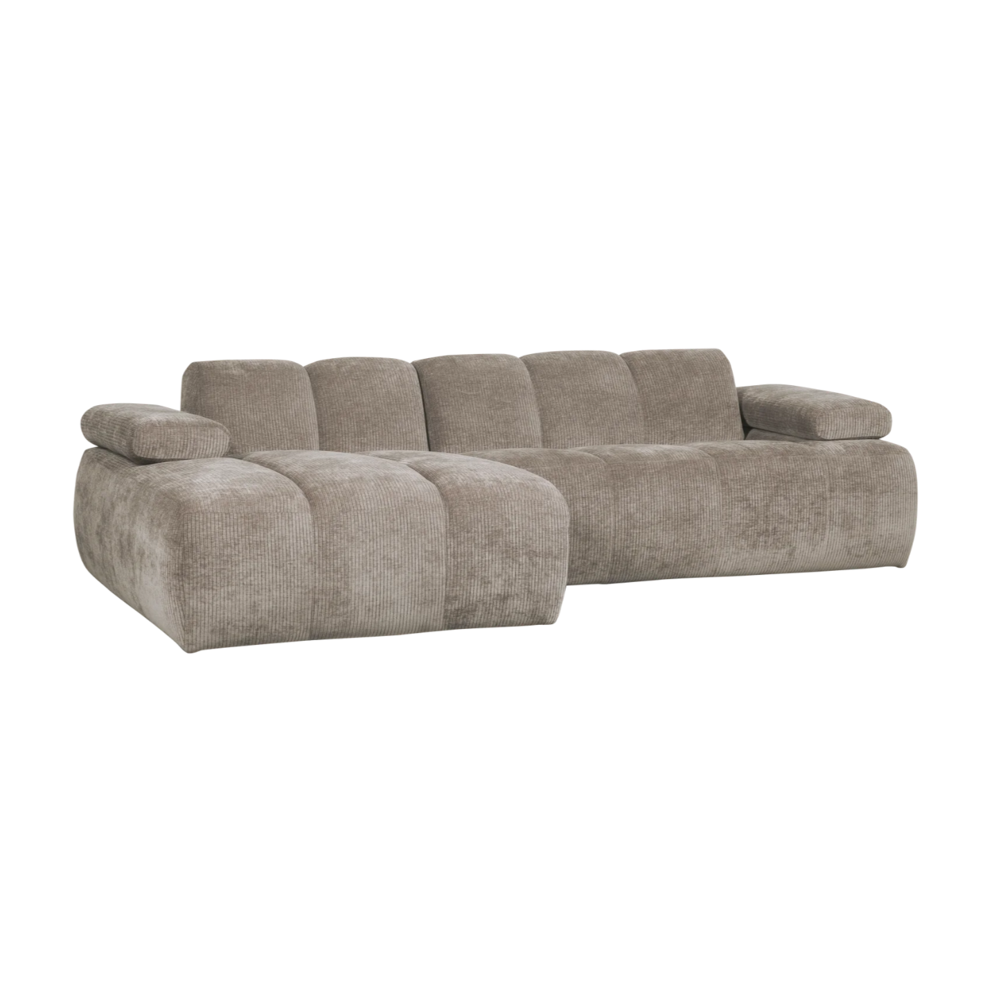Left-facing modular corner sofa MOJO in dark sandy corduroy