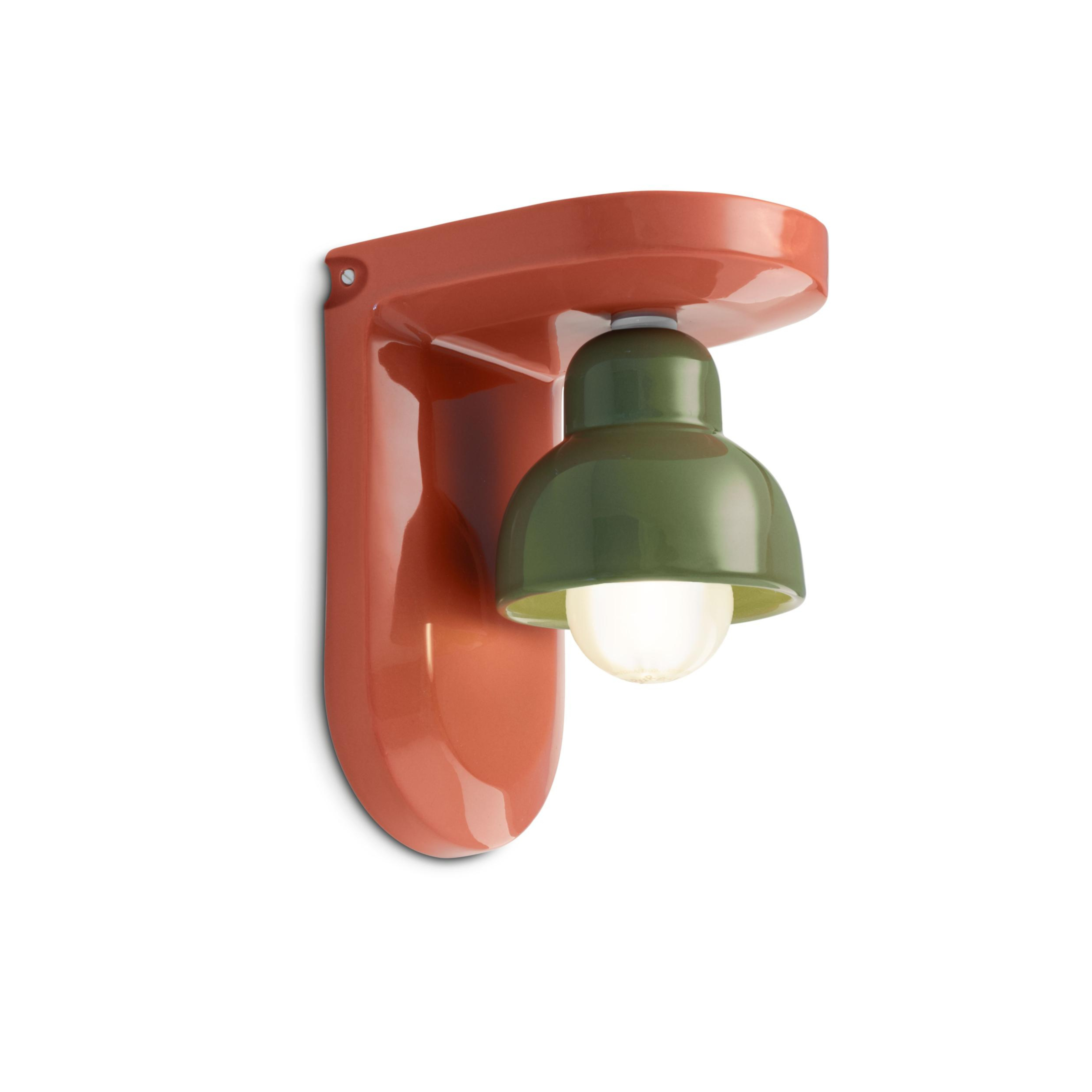 BERIMBAU Keramik Wandleuchte orange mit Salbei