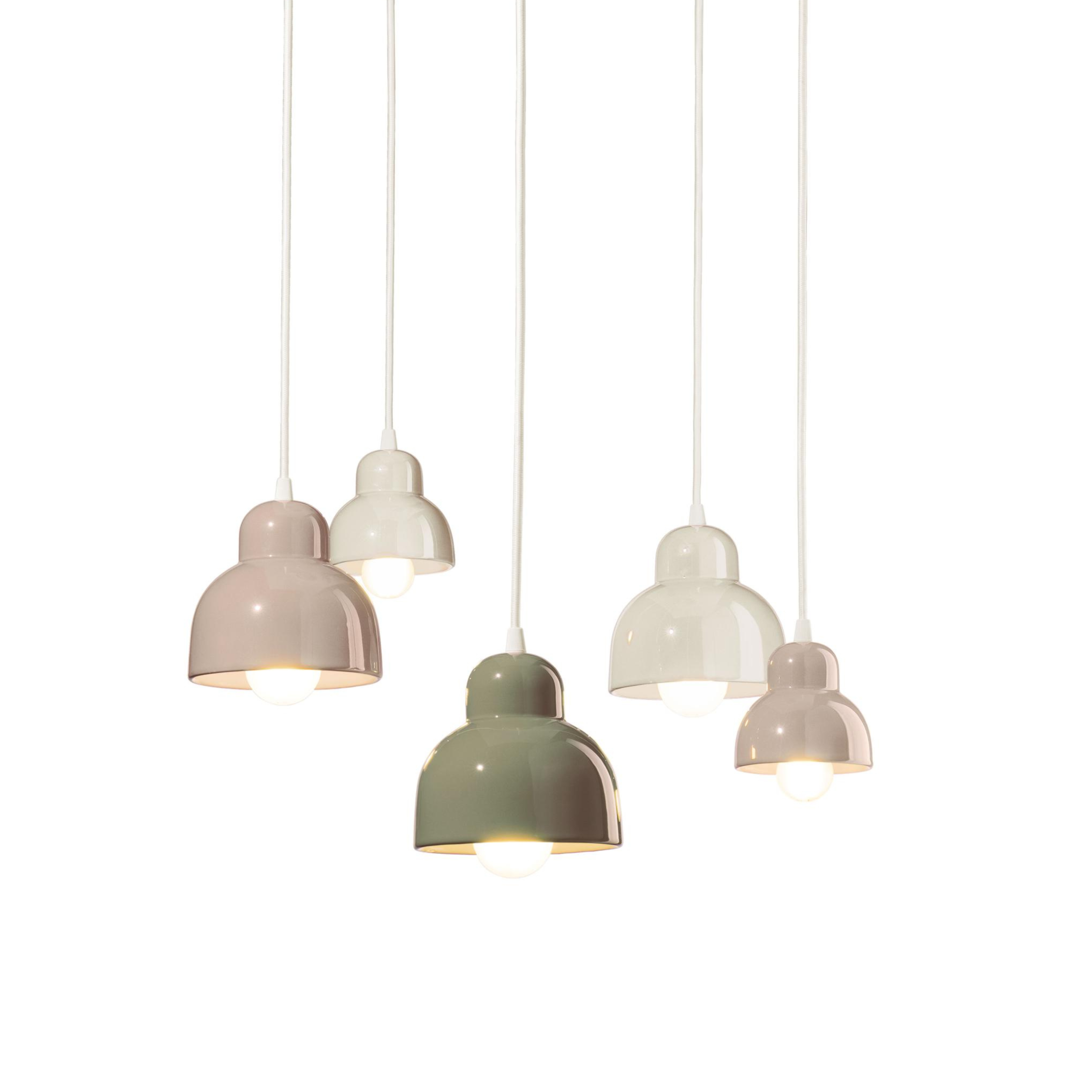 BERIMBAU MIX cream ceramic chandelier with beige and sage