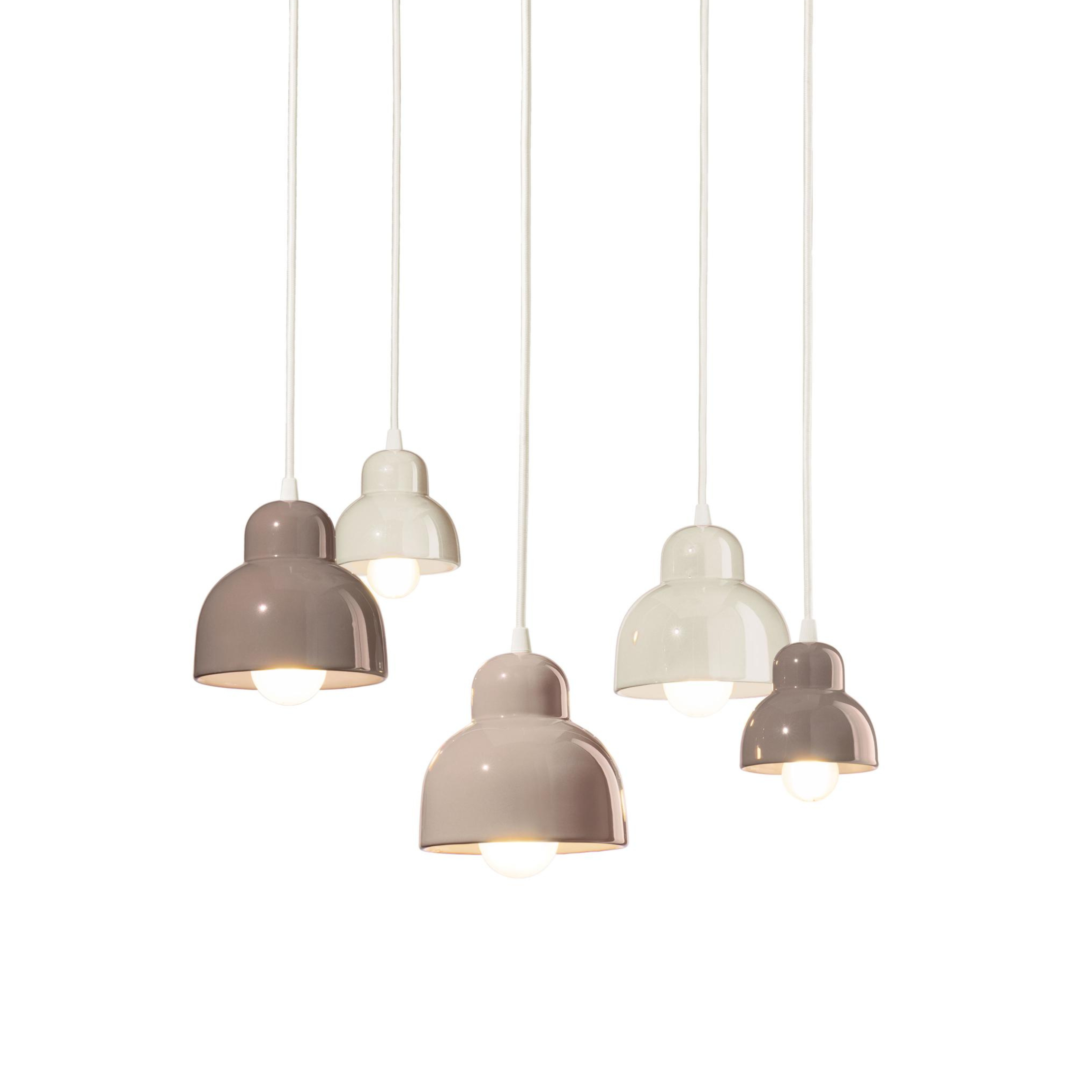 Keramische kroonluchter BERIMBAU MIX crème met mokka en beige