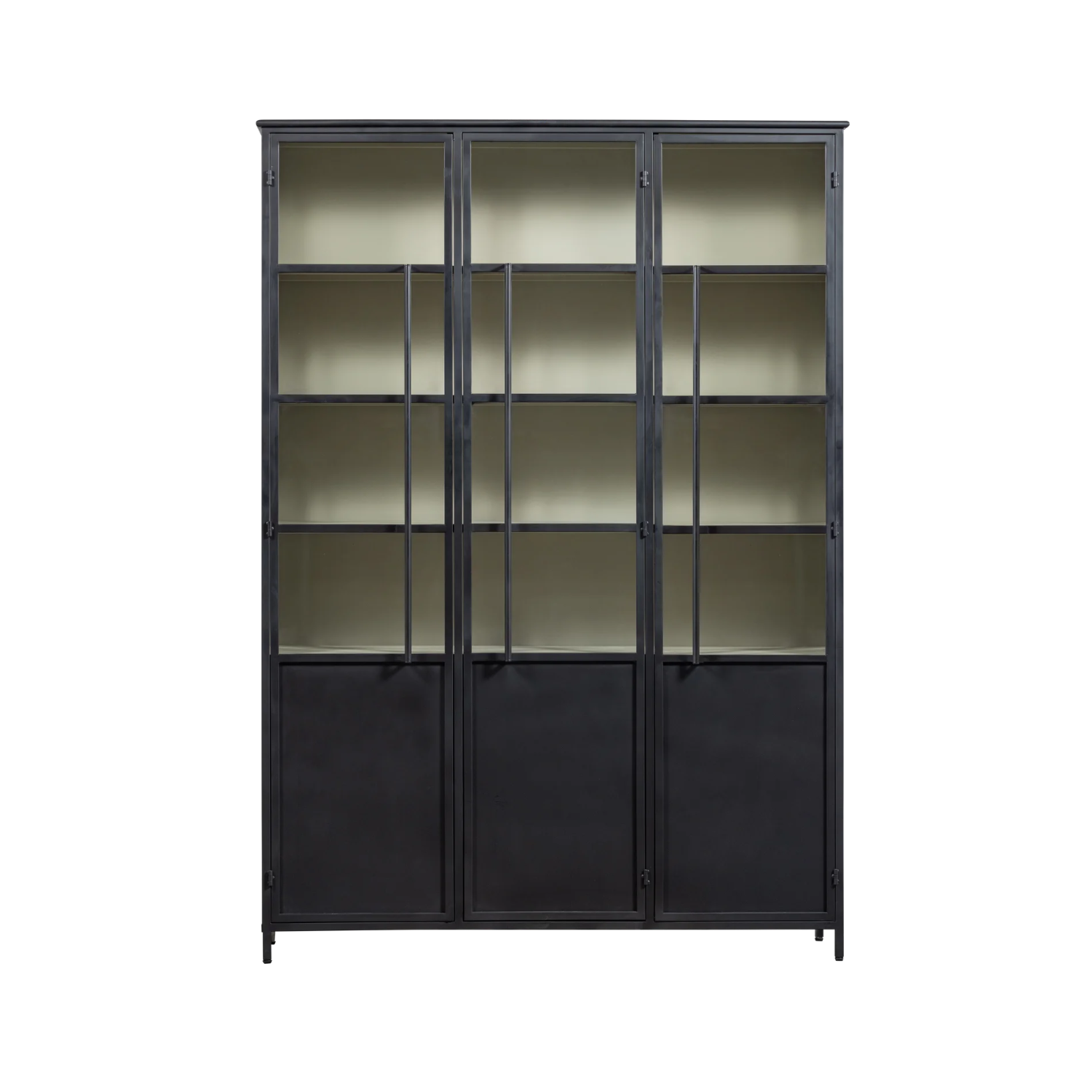 Zwarte 3-deurs vitrinekast EXHIBIT