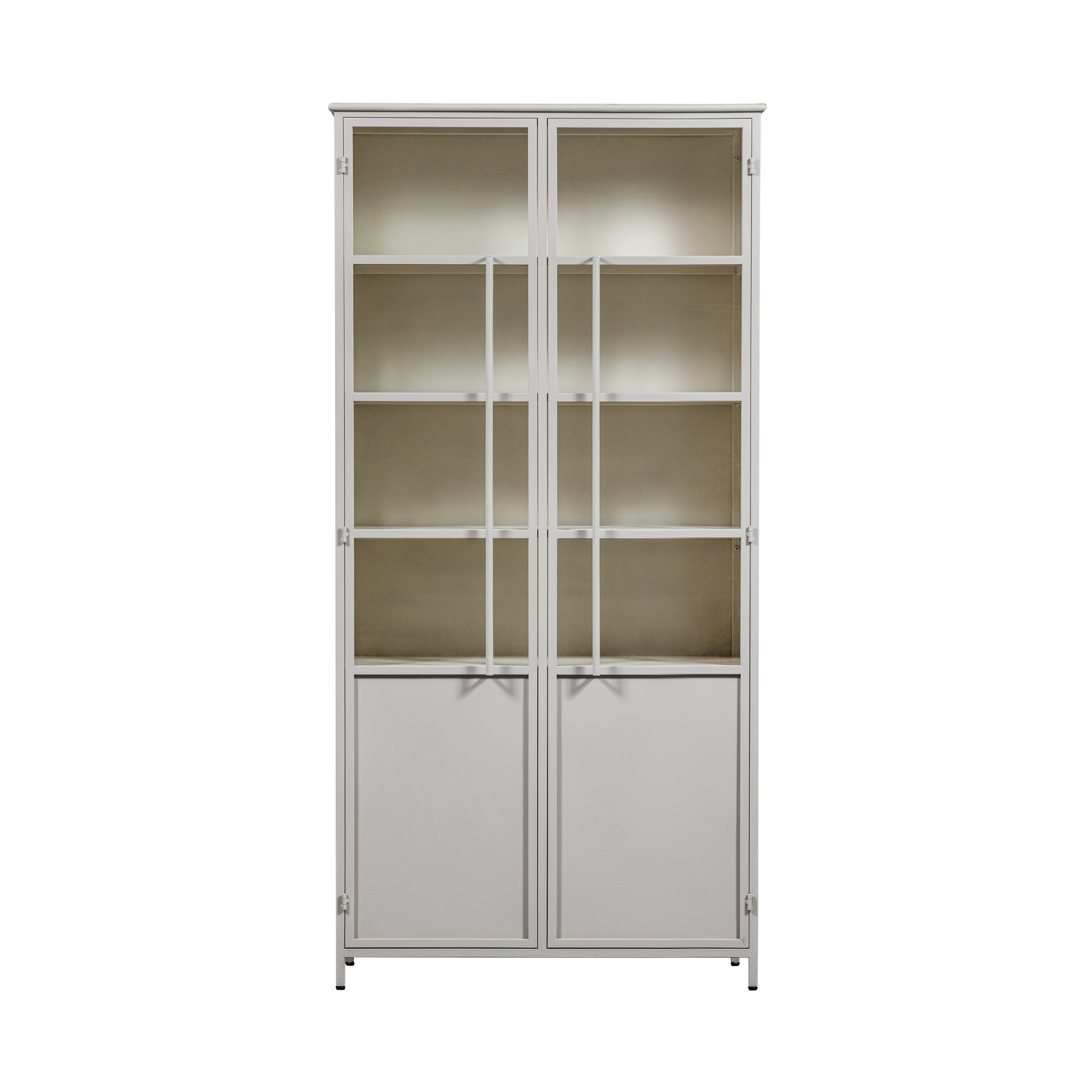 Tweedelige vitrinekast EXHIBIT zandkleurig