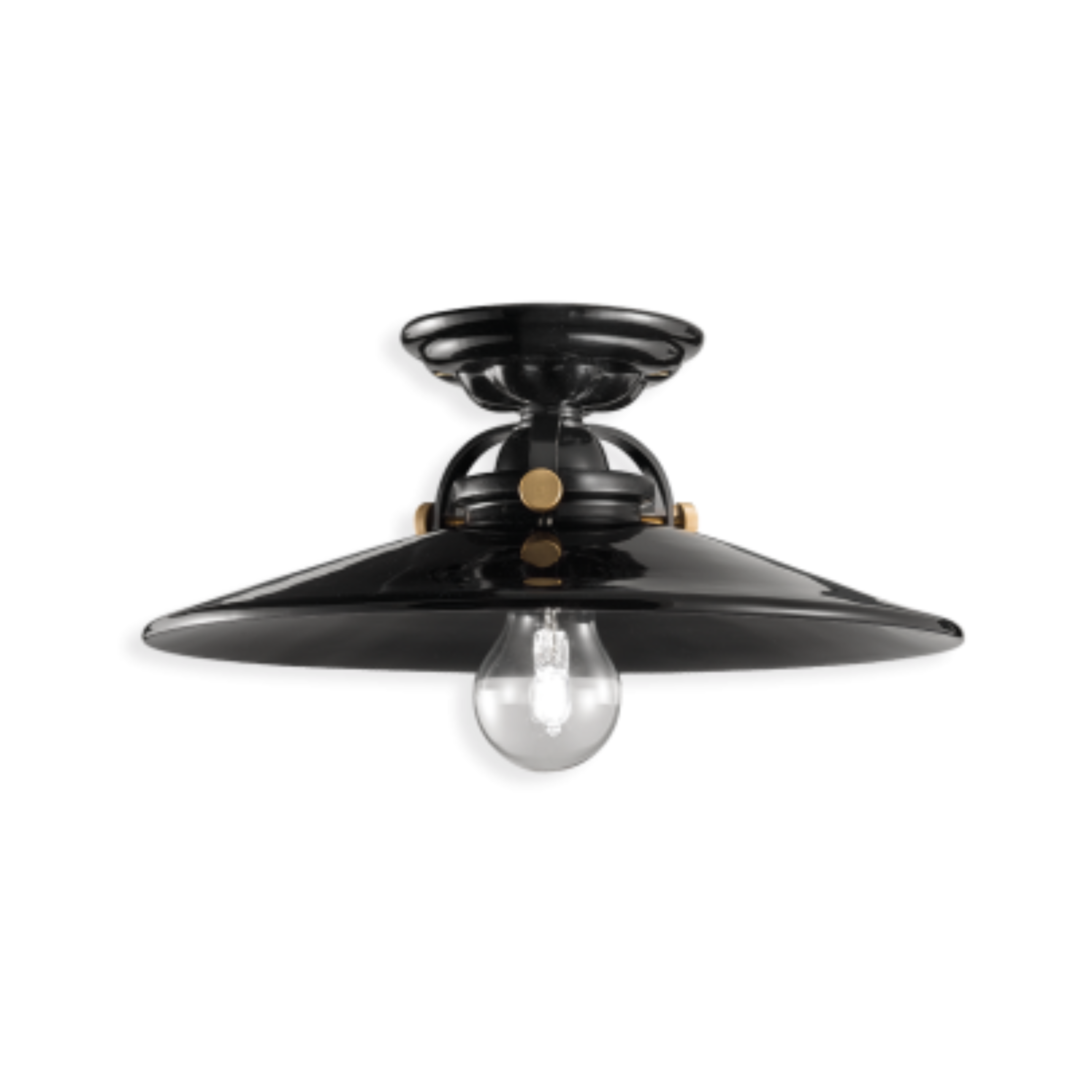 B&W black ceramic ceiling lamp with brass finish