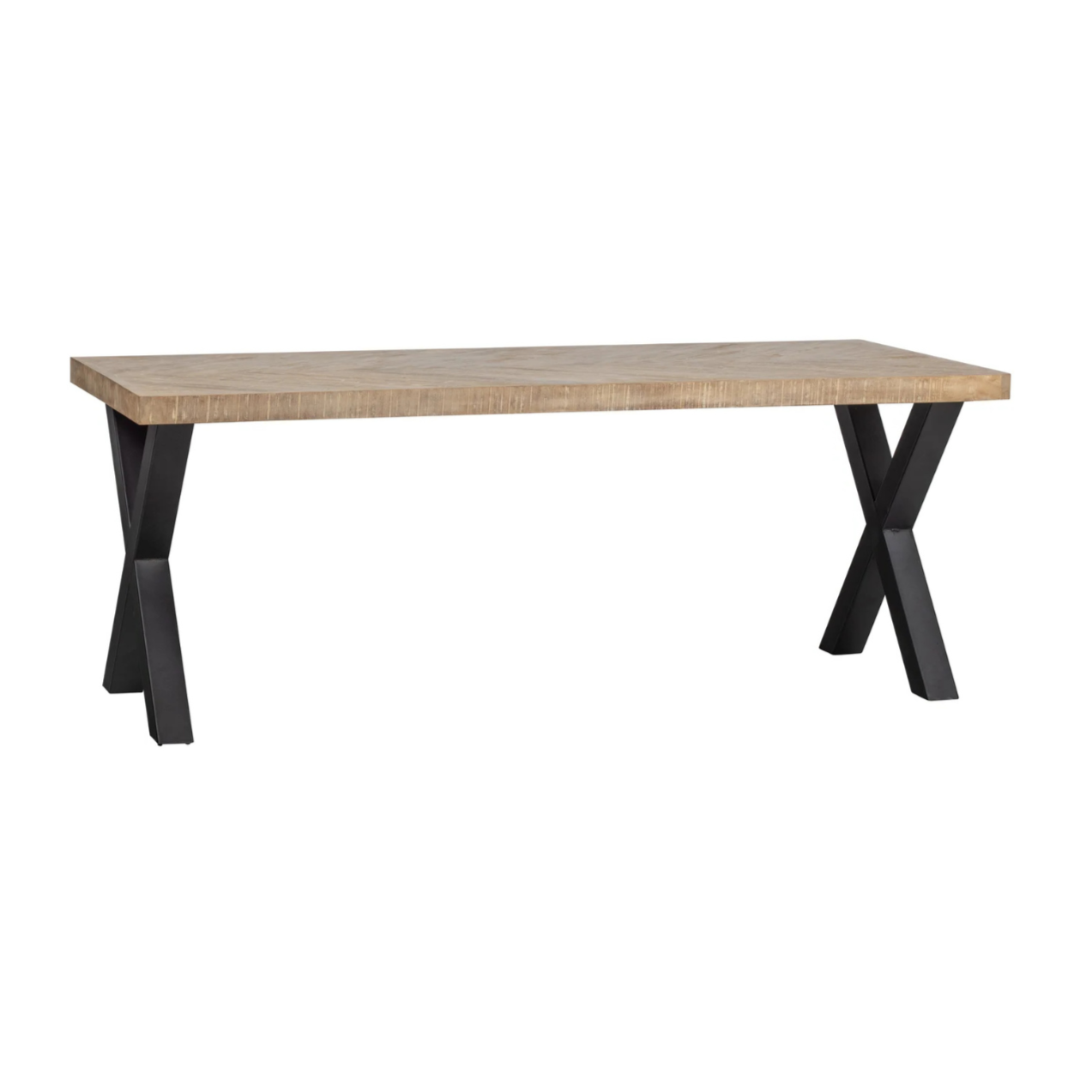 Herringbone Table TABLO mango wood with X-shaped base