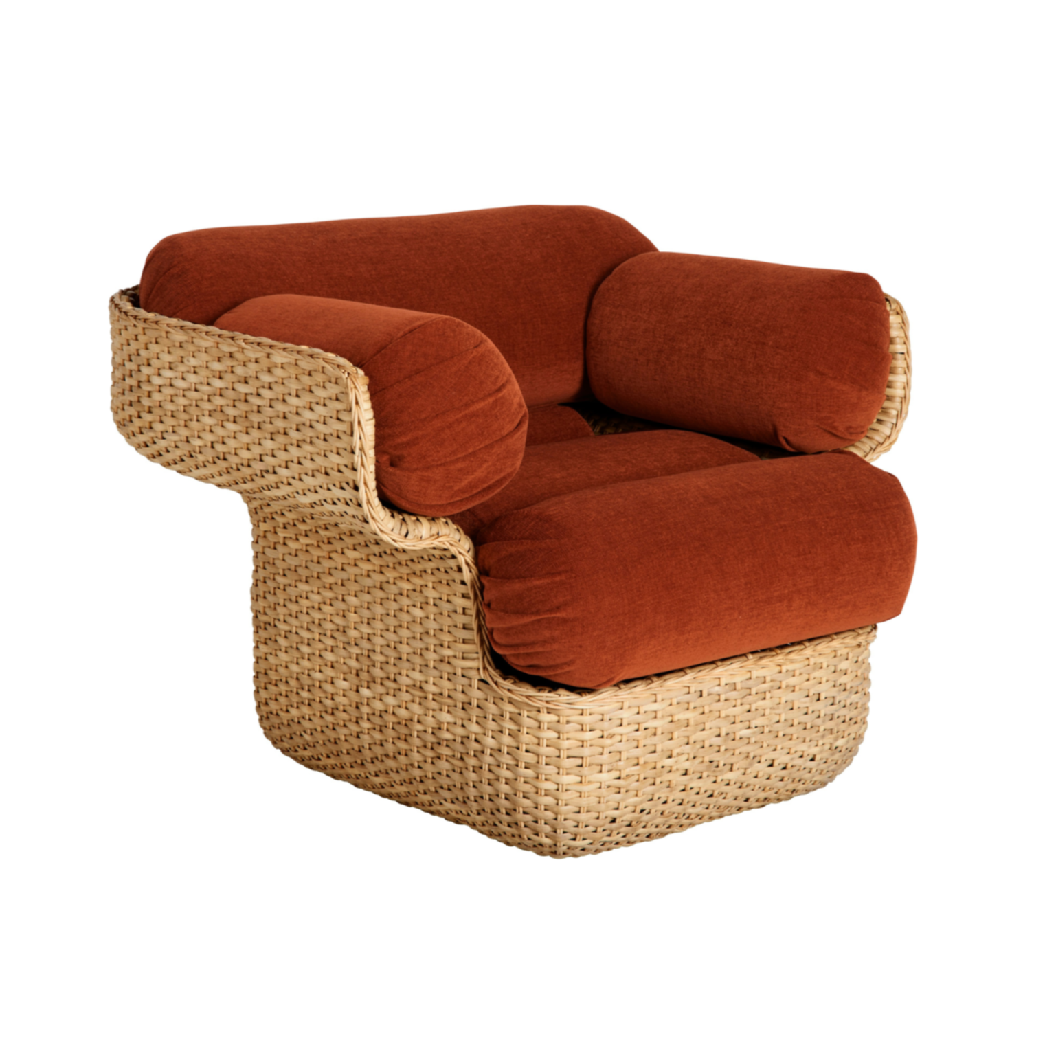 BASKET fauteuil bordeaux met riet