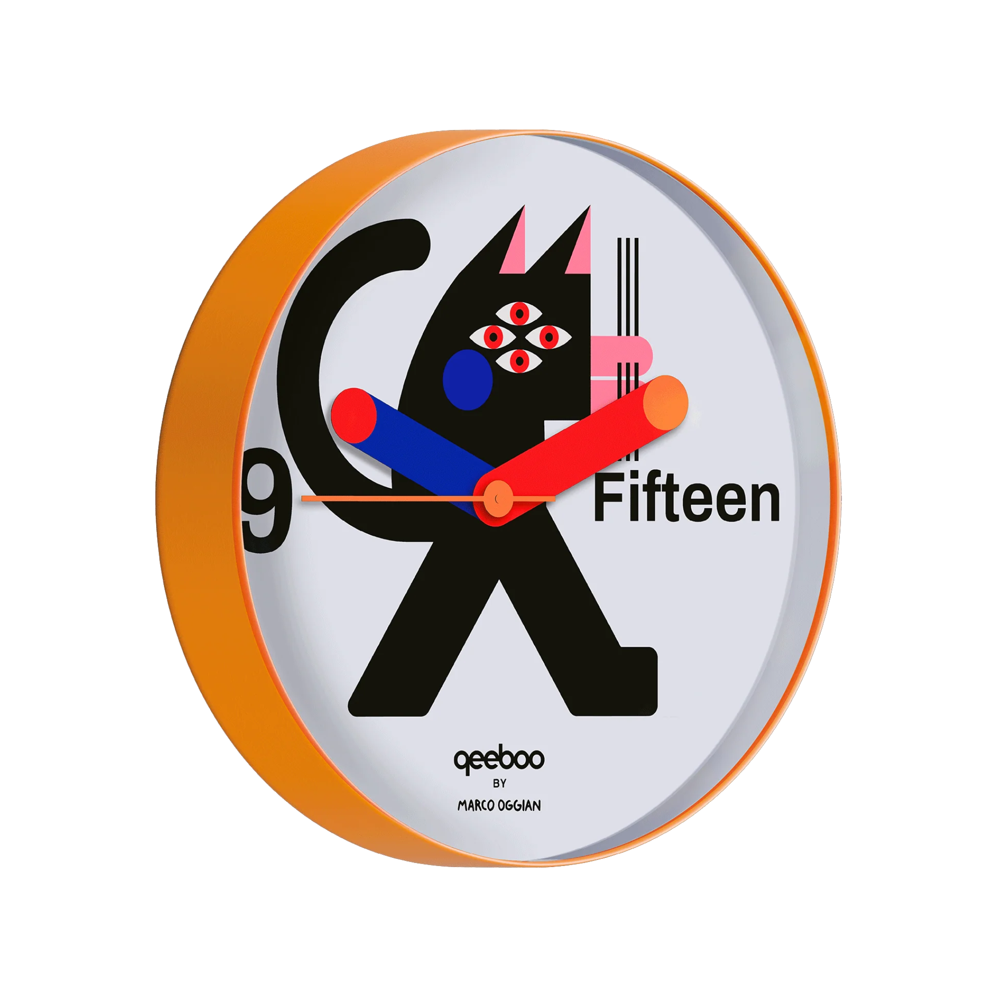 Wandklok ZWARTE KAT wit