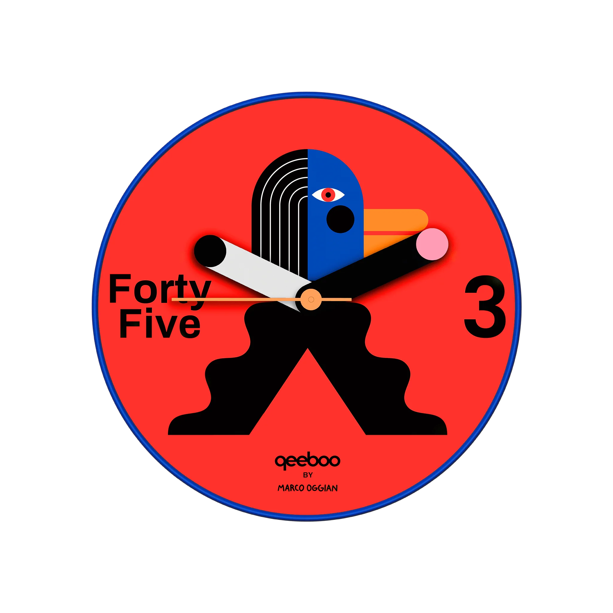 Wandklok JOE QUACK rood