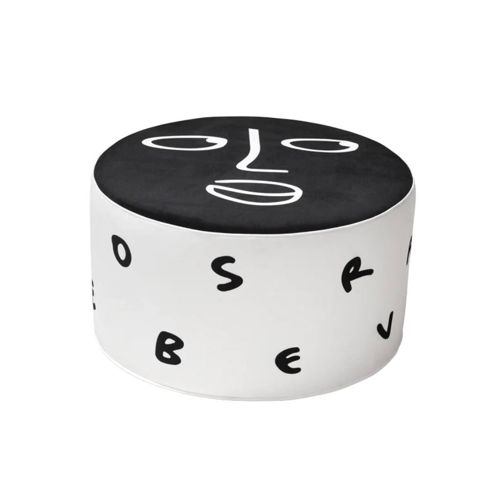 MIDNIGHT MONOLOGUE Pouf schwarz-weiß