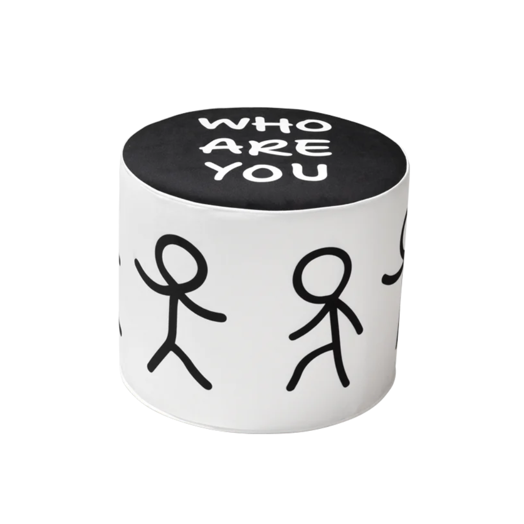 Puf WHO ARE YOU biało-czarny – Qeeboo