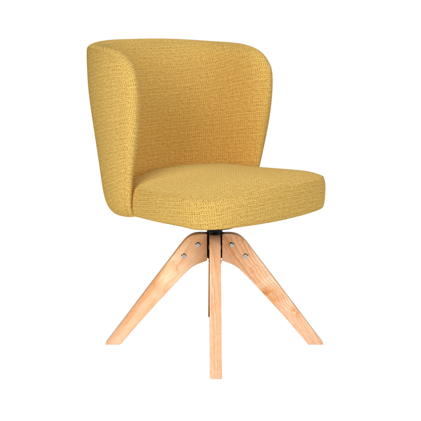 STAN yellow swivel chair with wooden base