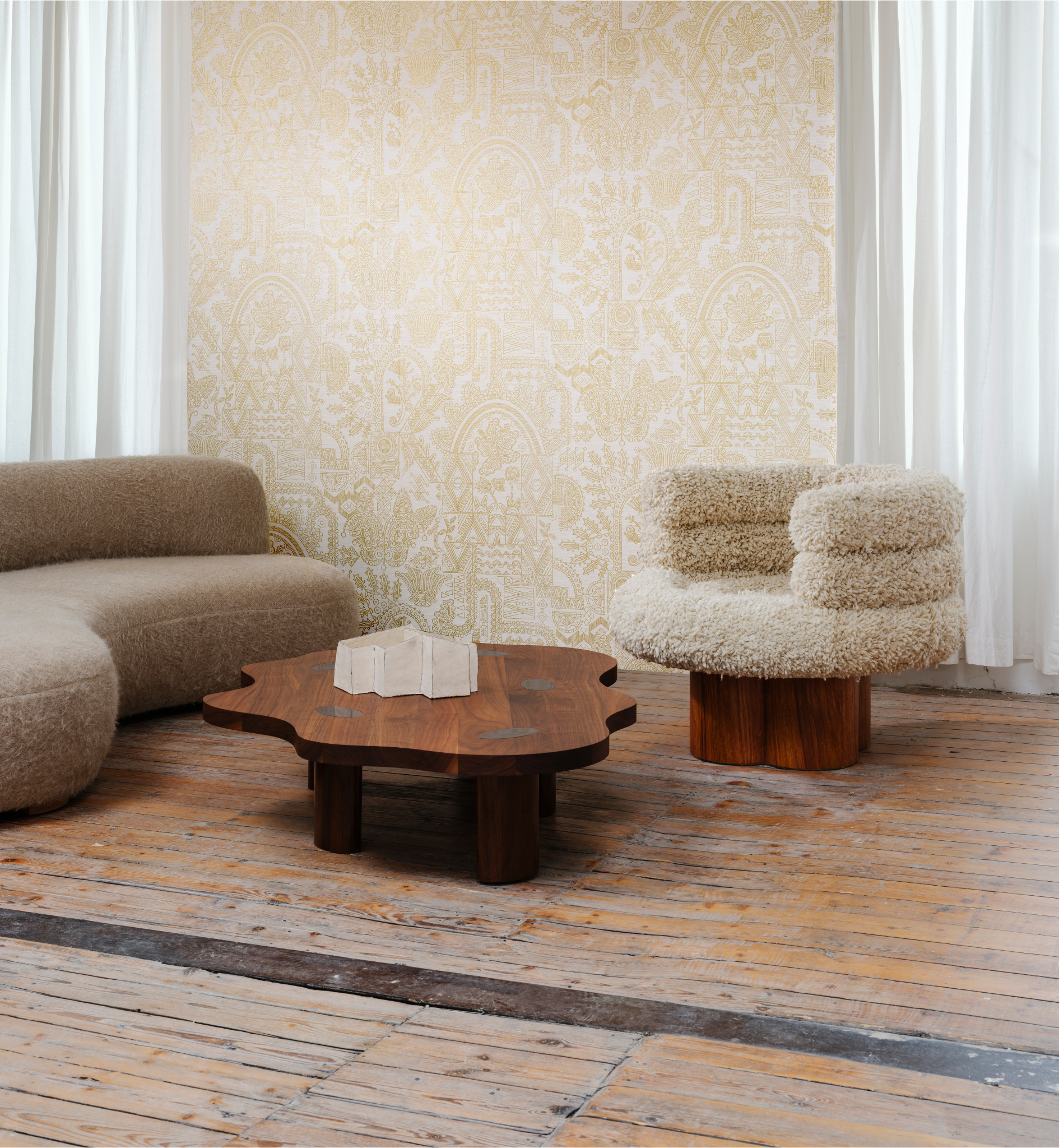 Vlies-Tapete JOIE weiß mit Gold