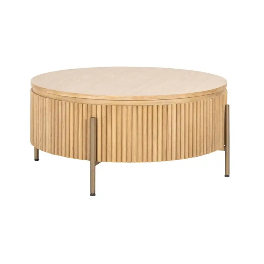 Round coffee table BELFORT oak veneer