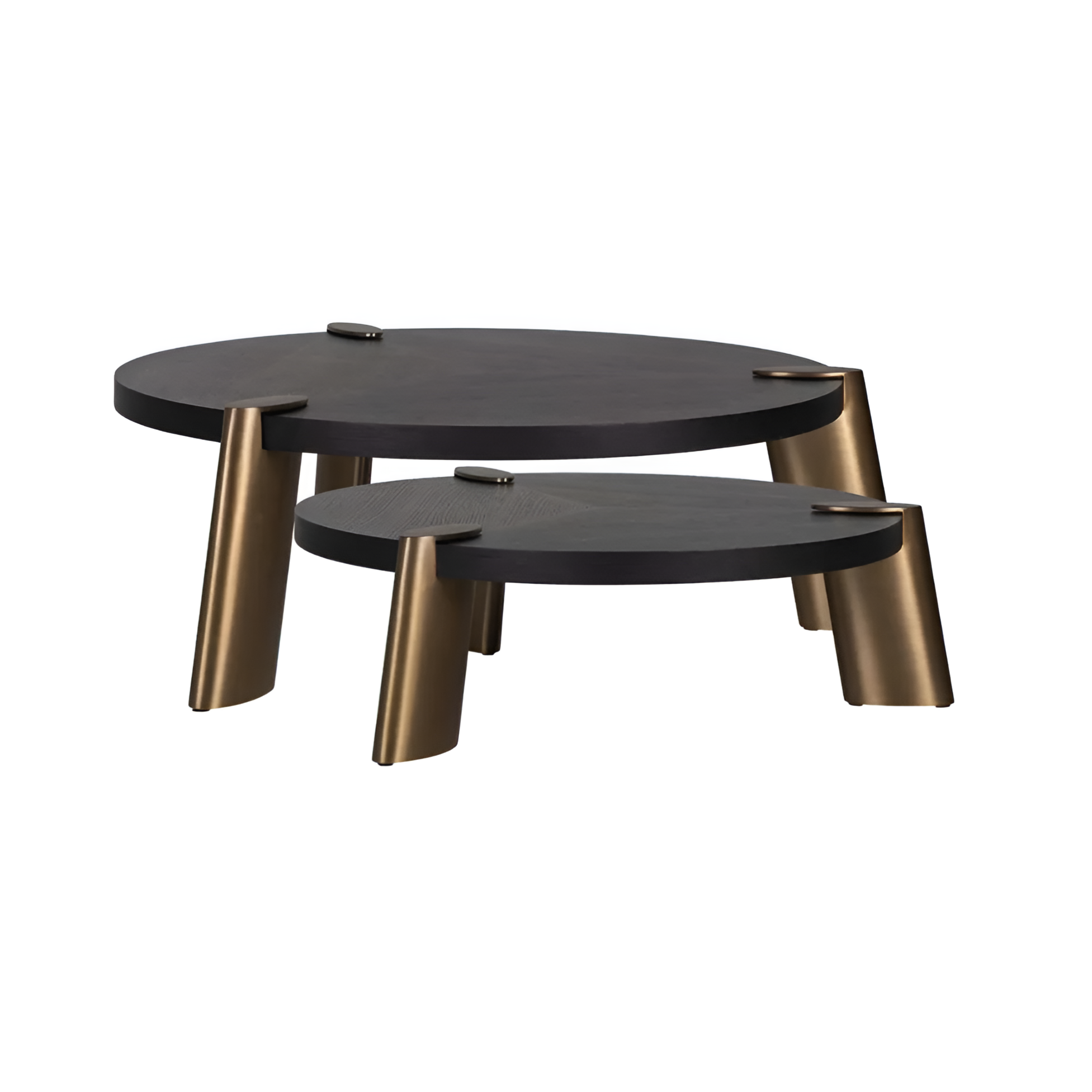 Set van salontafels BRODY zwart met messing voet