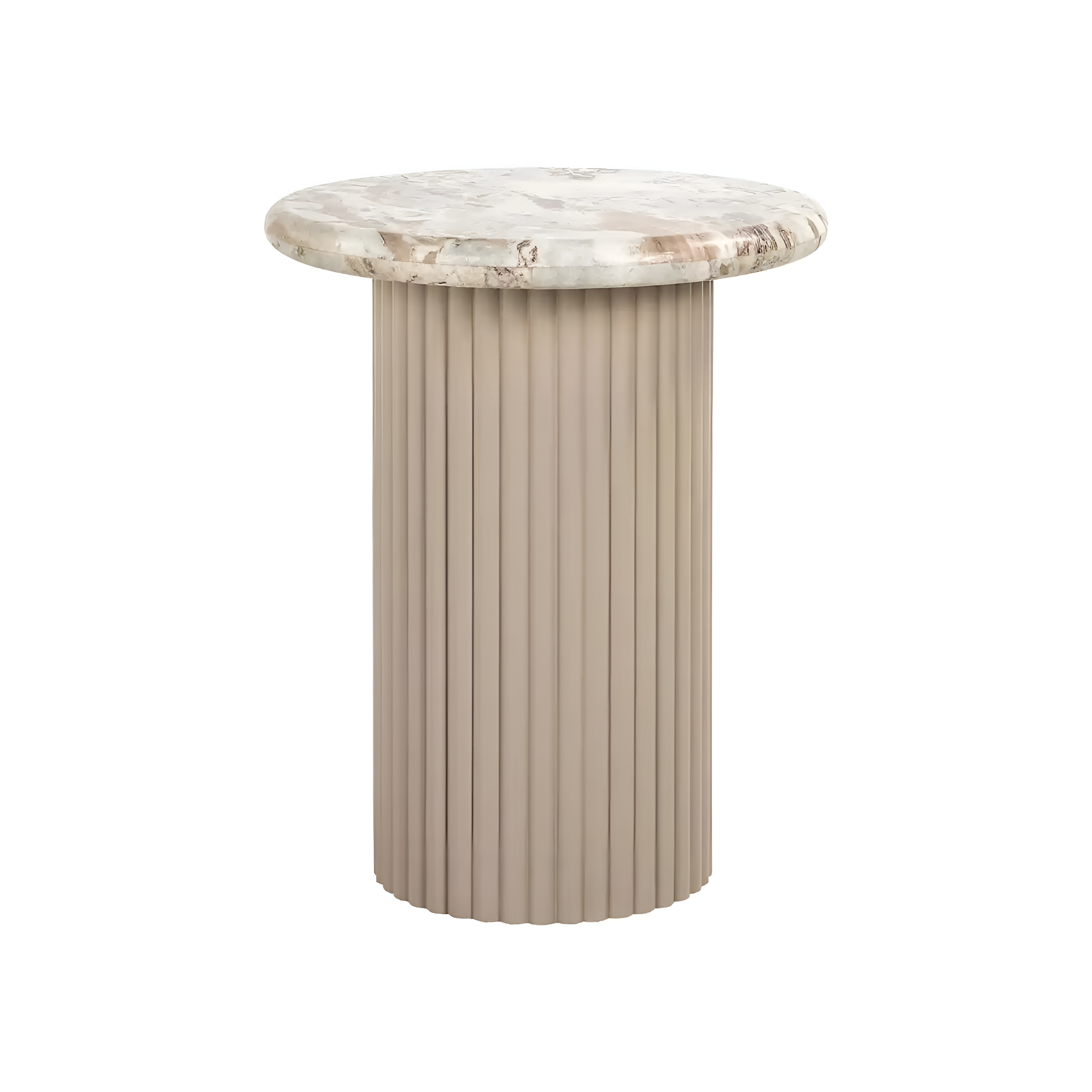 Beige CORONEL bijzettafel met marmeren blad