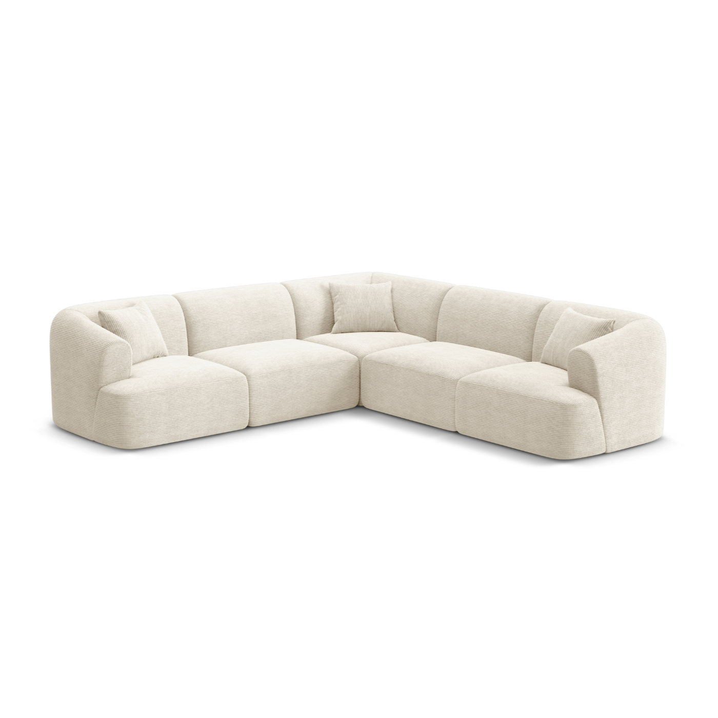 Symmetrical 4-Seater Corner Sofa CAMPI Cream Corduroy