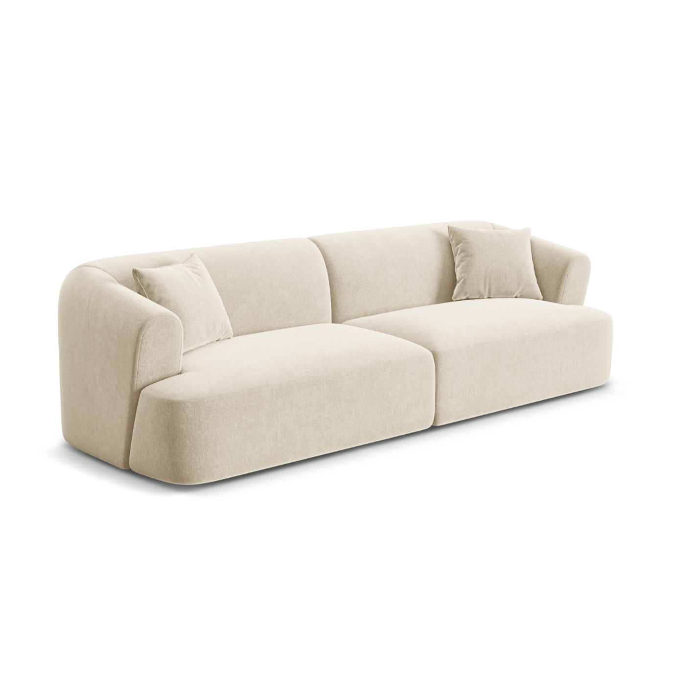 Sofa aksamitna 4-osobowa CAMPI jasnobeżowy – Cosmopolitan Design
