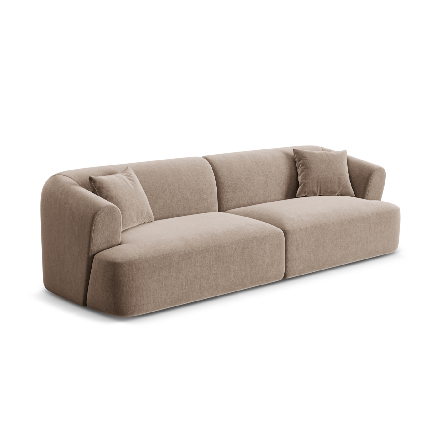 Sofa van fluweel voor 4 personen CAMPI donkerbeige