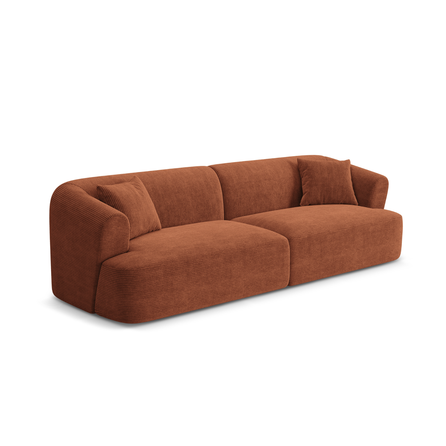 Sofa 4-persoons CAMPI baksteen ribfluweel