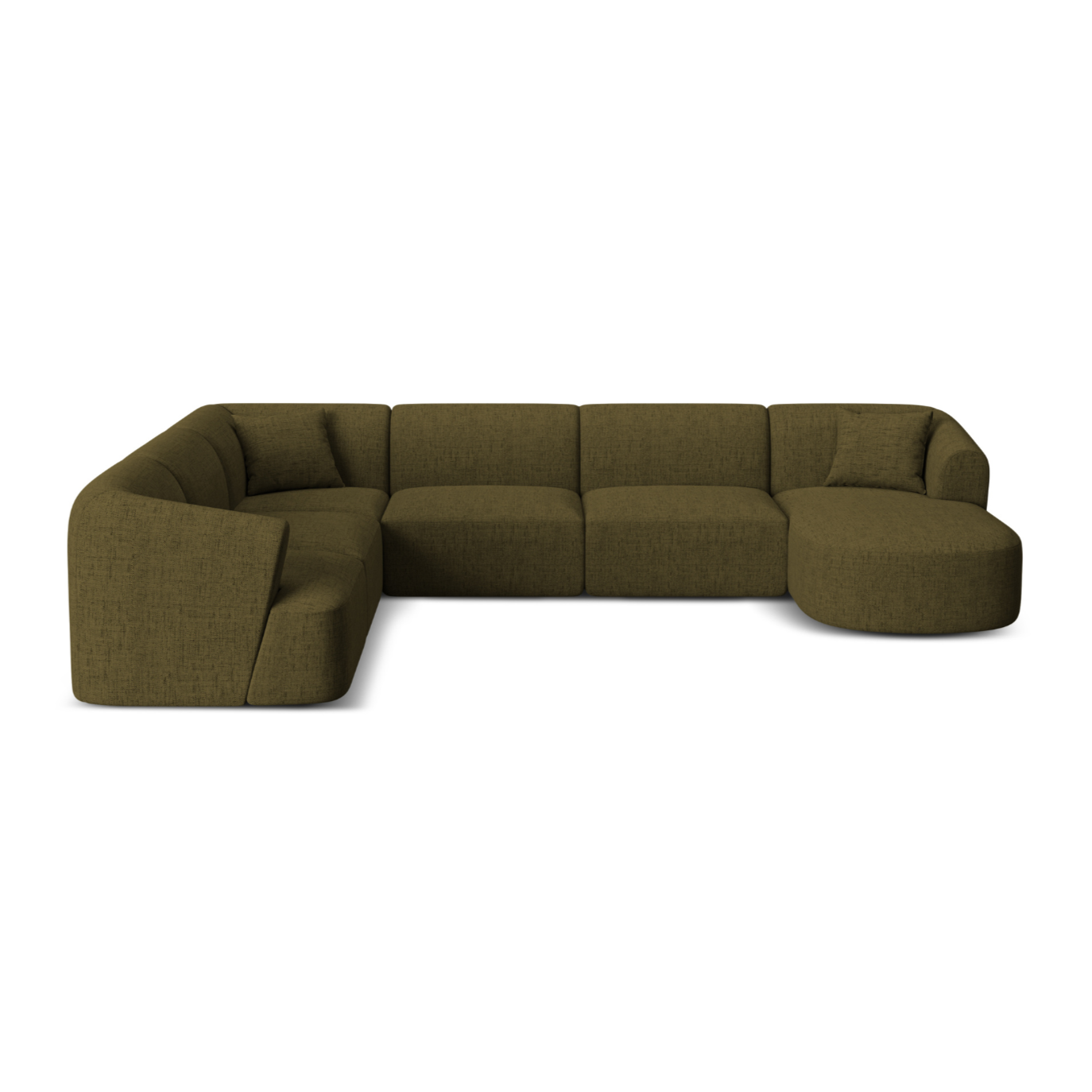 Groene szeniel panoramische linkerhoekbank voor 7 personen CAMPI