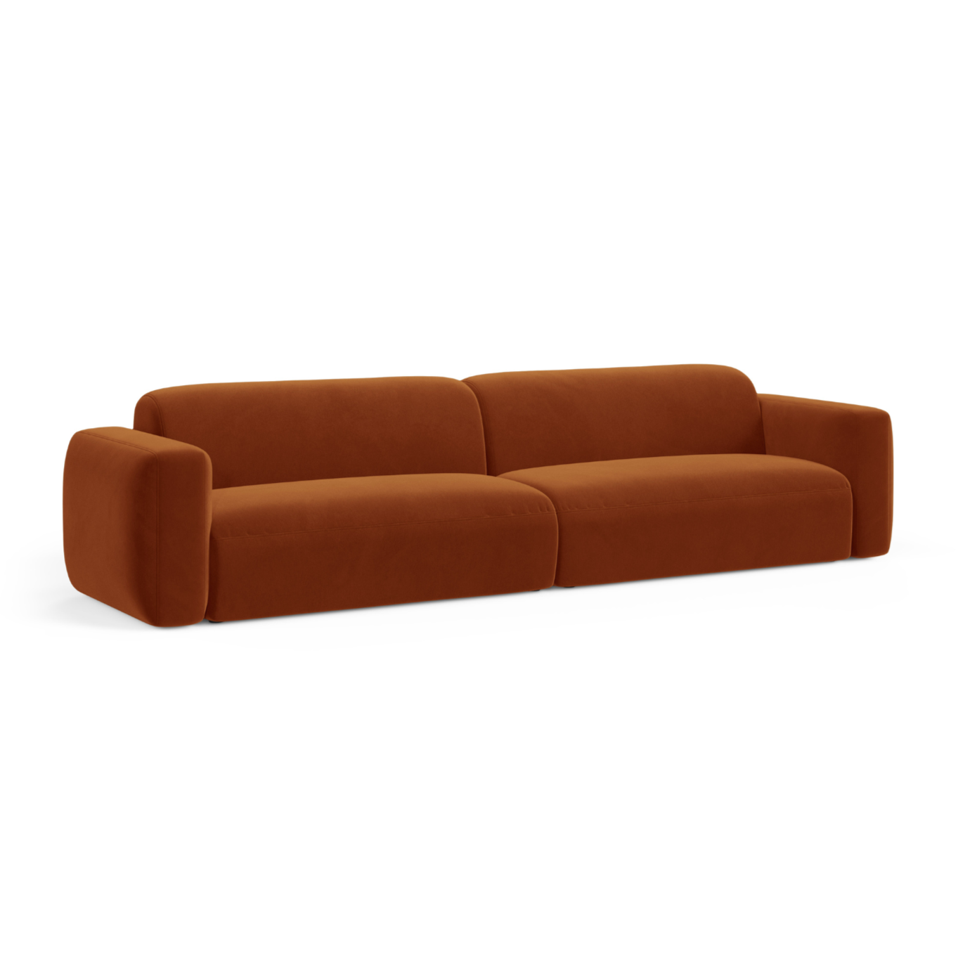 Velvet sofa for 4 people STRINO terracotta