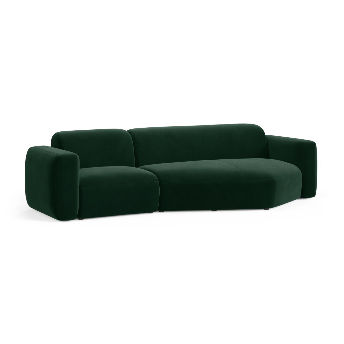 Right-facing velvet corner sofa STRINO bottle green