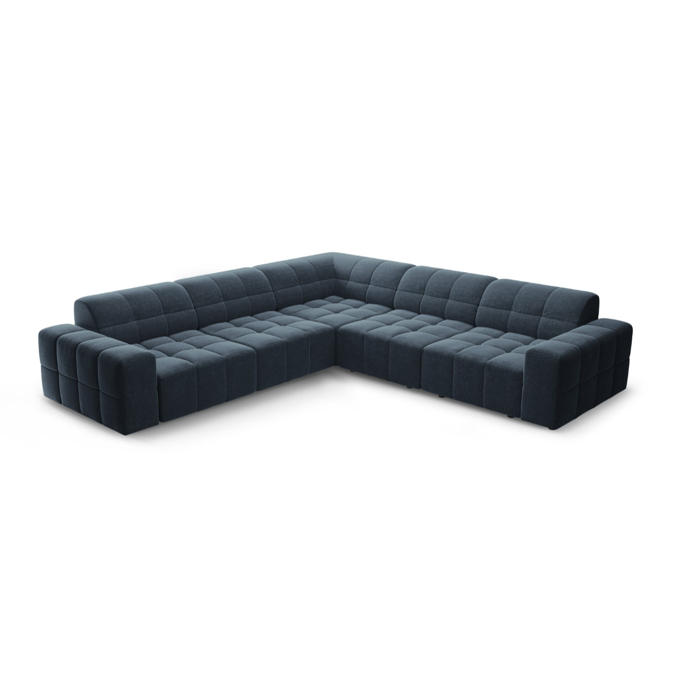 Symmetrische hoekbank CHICAGO blauwe chenille