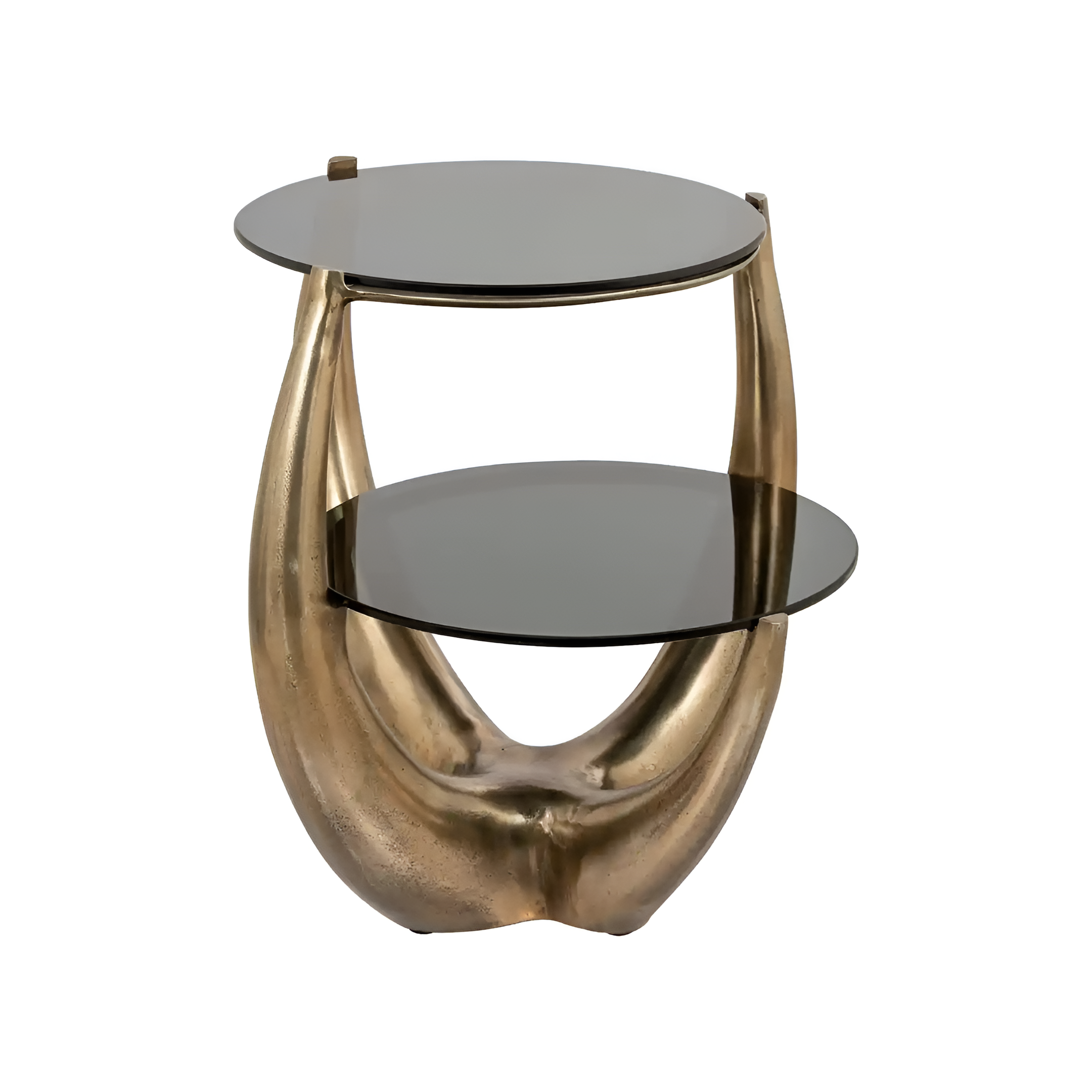 AIDA glass side table with a gold base