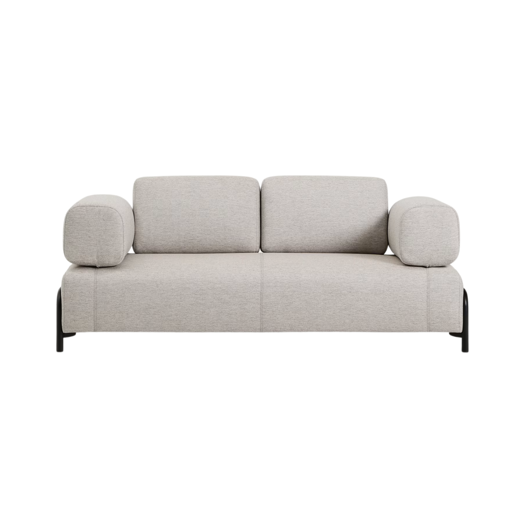 Sofa 2-sitzig mit Armlehnen COMPO grau-beige mit schwarzem Gestell