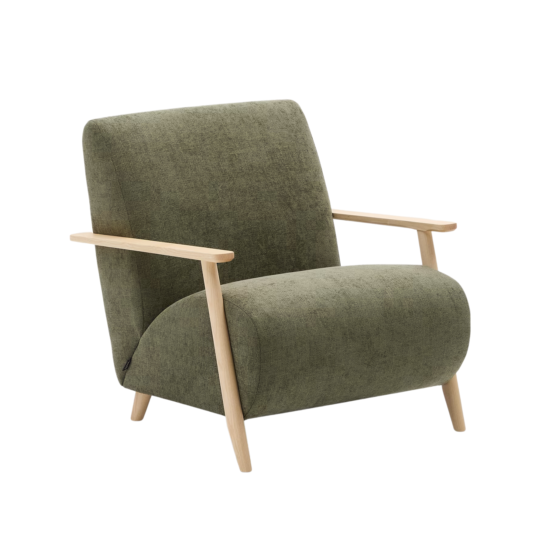 Fauteuil MEGHAN groen met essen basis
