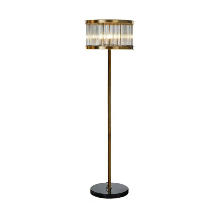Vloerlamp DAGMAR glas met gouden voet
