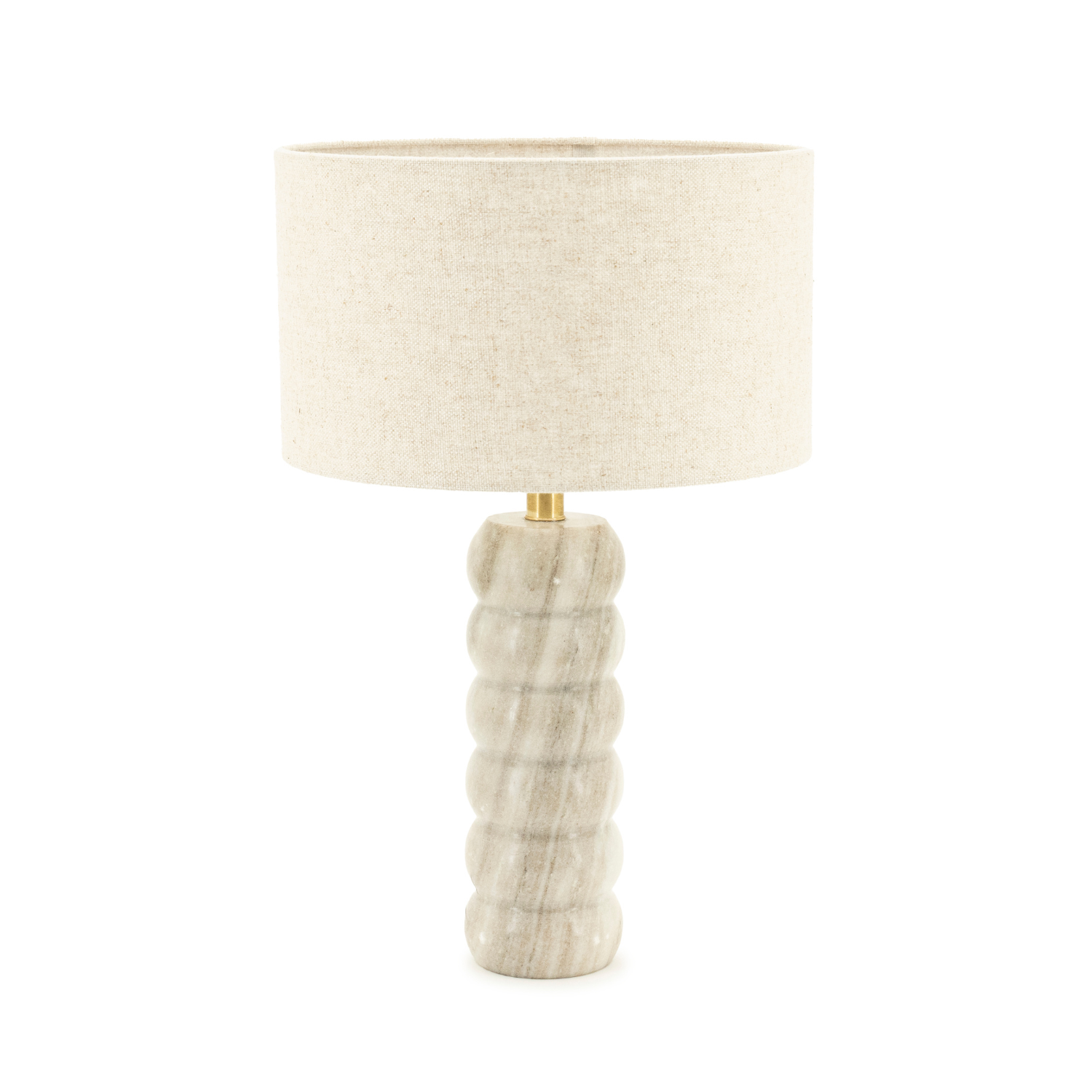PATRON Table Lamp Beige Marble with Cream Shade