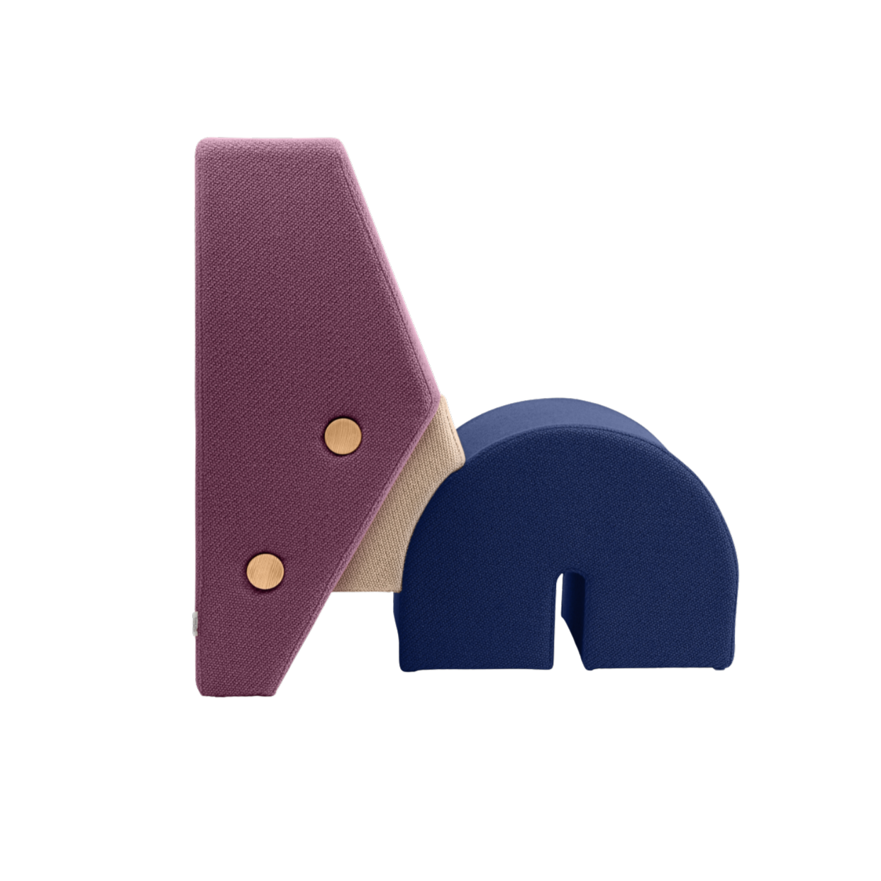 KEYSTONE armchair in purple with beige and cobalt