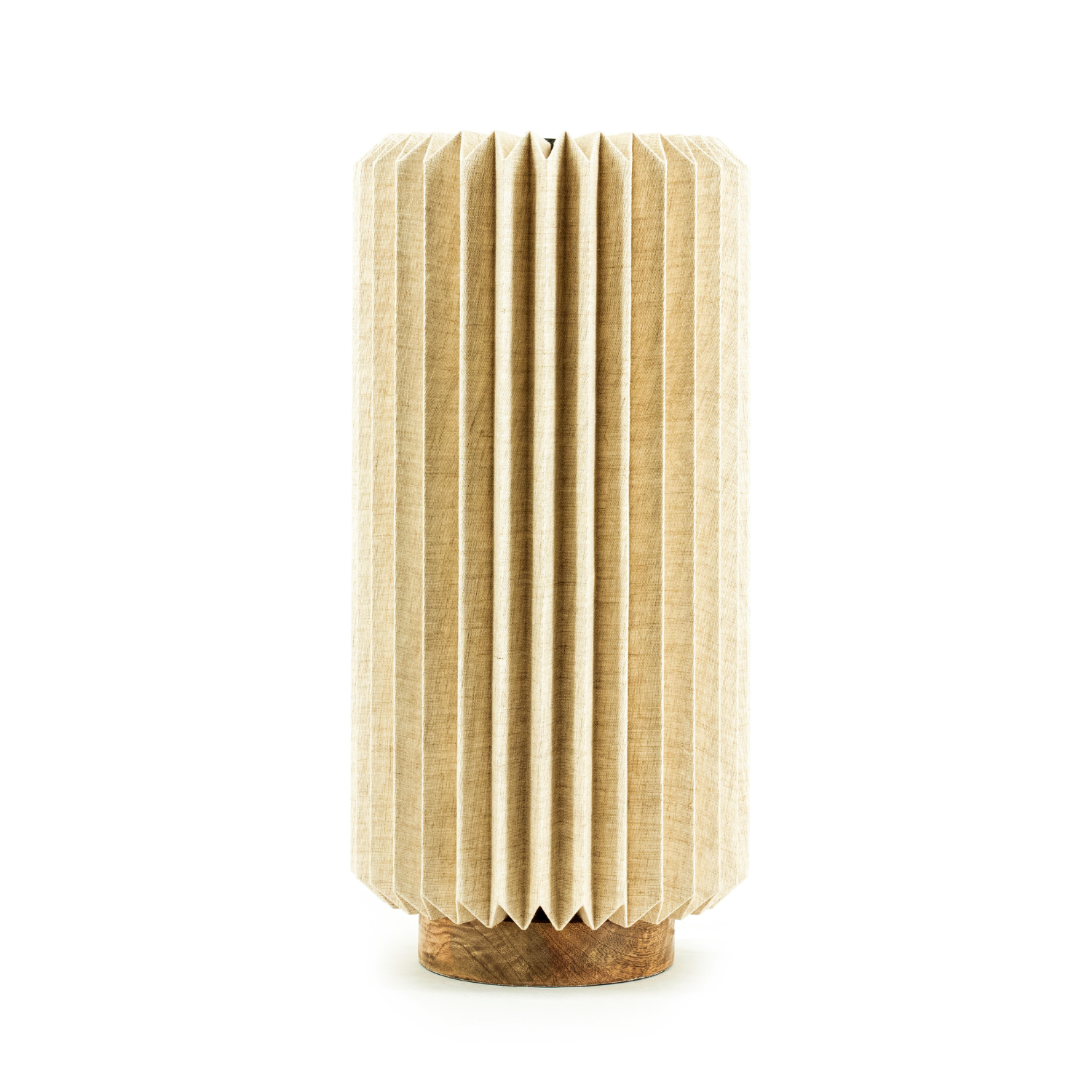 ZUKI Table Lamp in Paper and Linen with Wooden Base