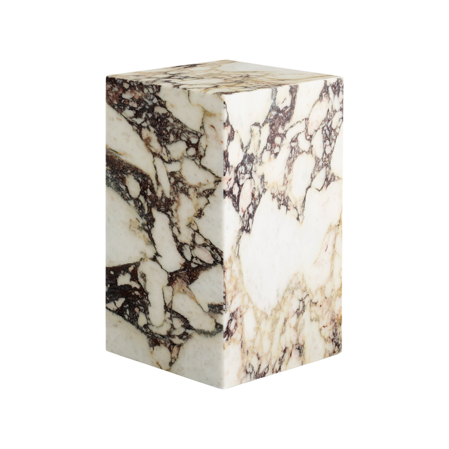 PLINTH Side Table White-Brown Marble