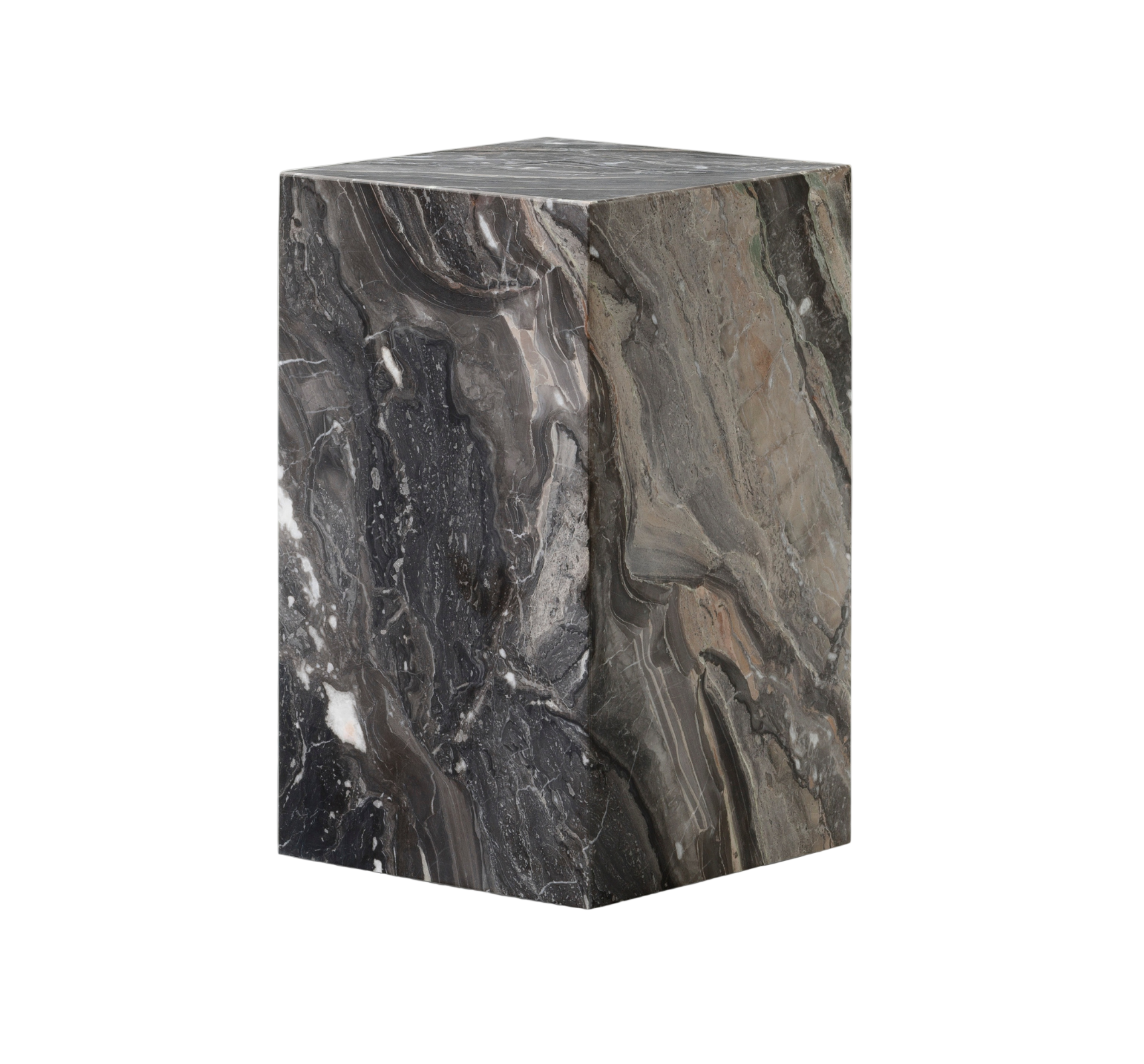 PLINTH Side Table Gray Marble