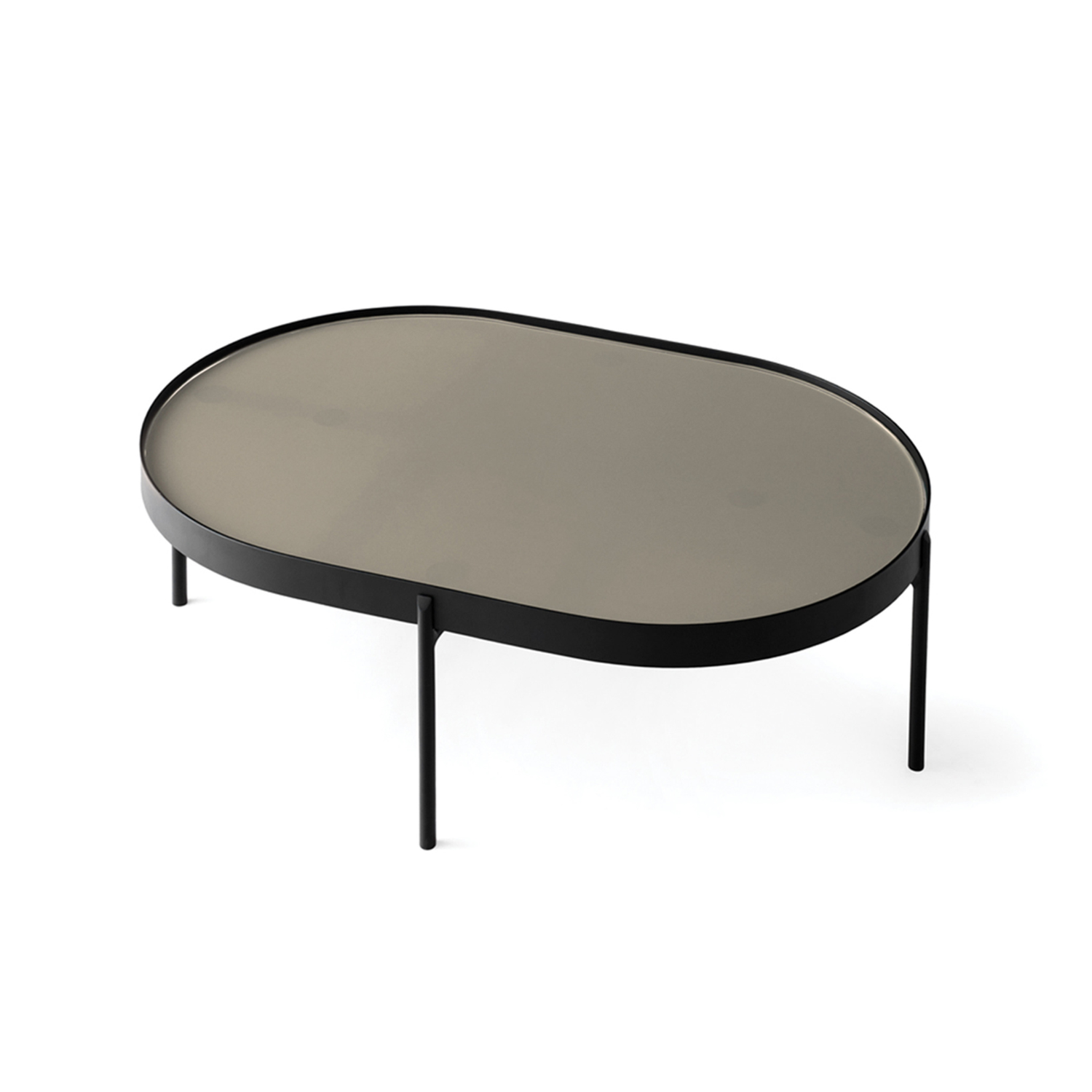 NONO coffee table beige glass with black base