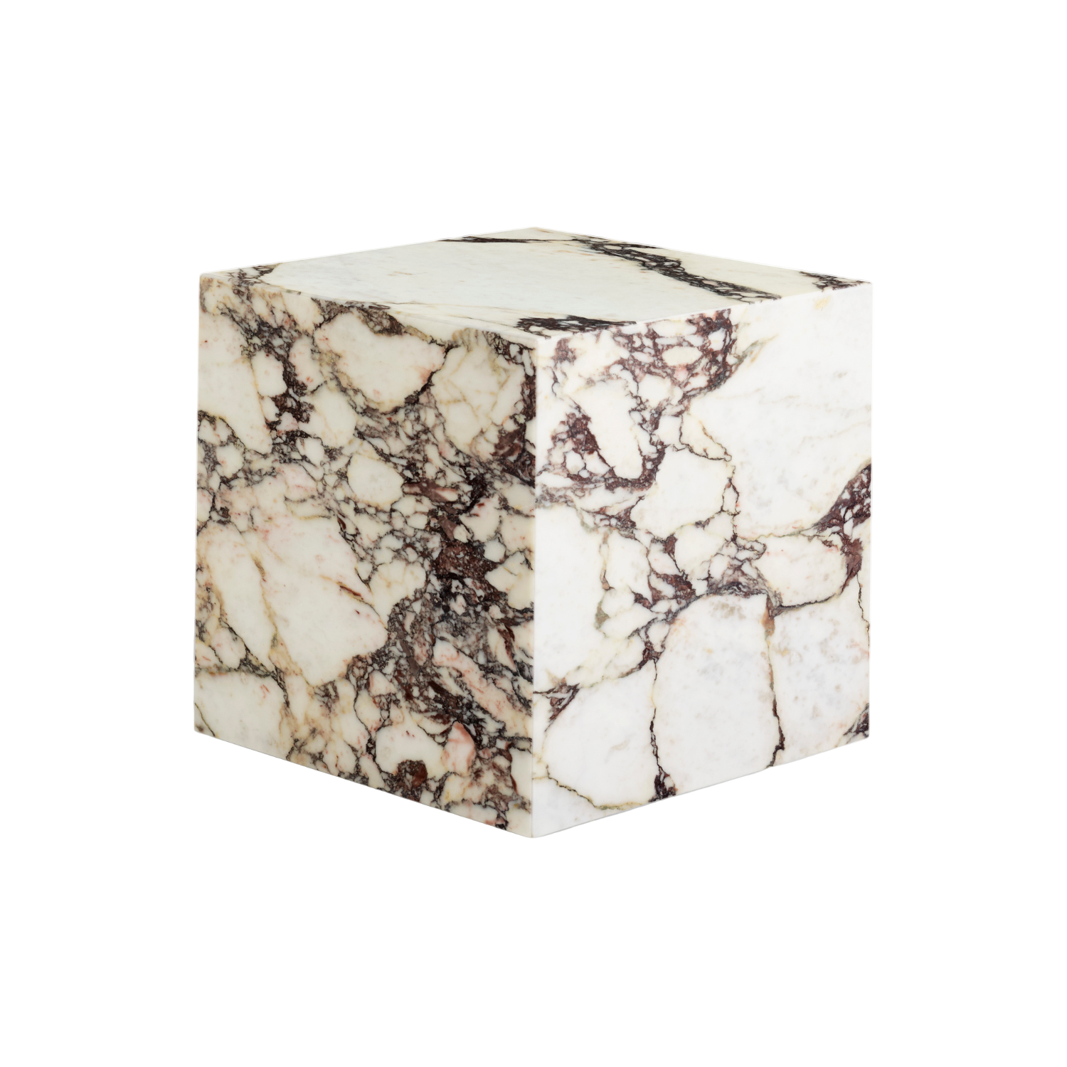 PLINTH CUBIC Side Table White-Brown Marble
