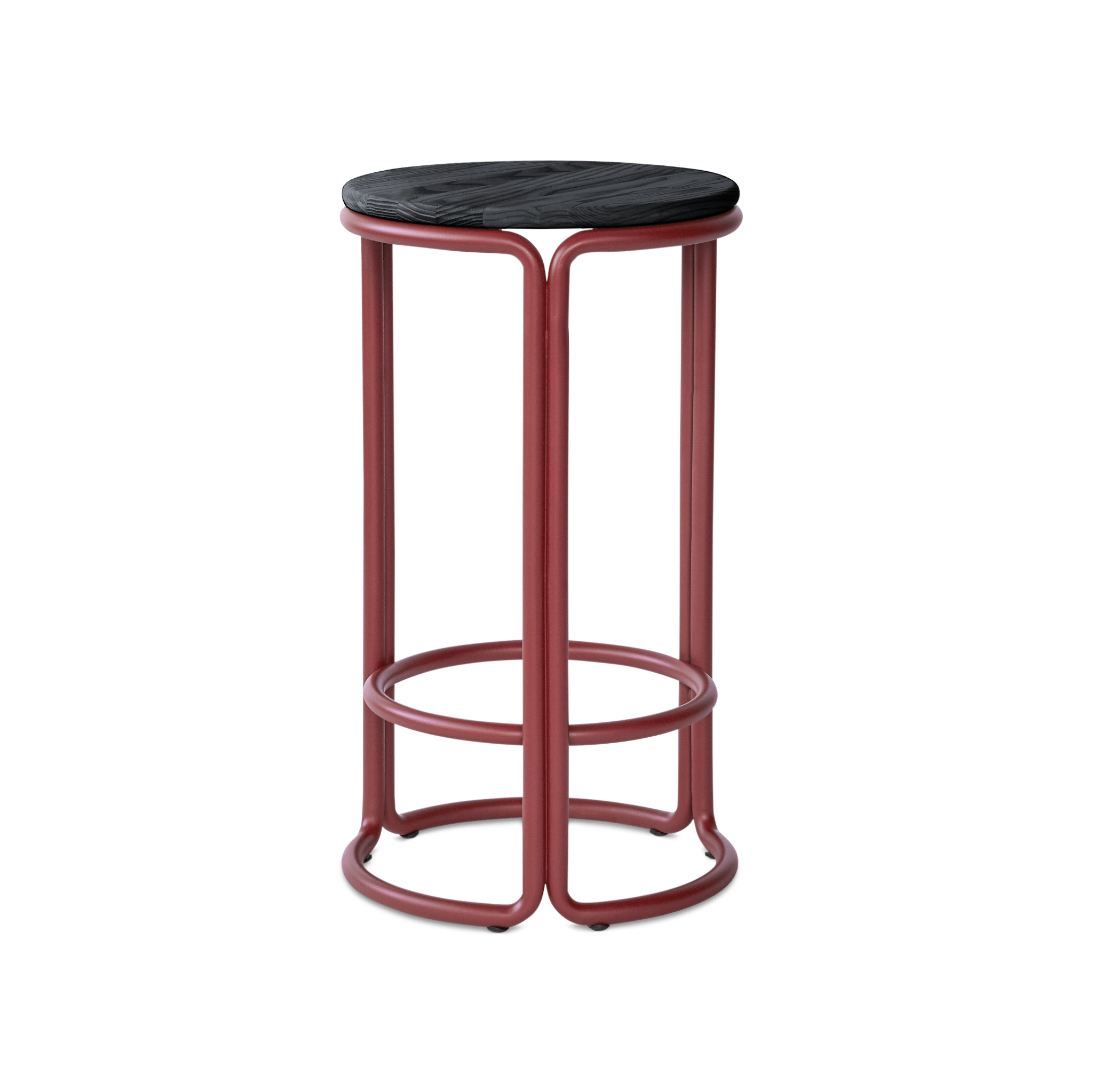 Hocker HARDIE rot mit schwarzem Sitz