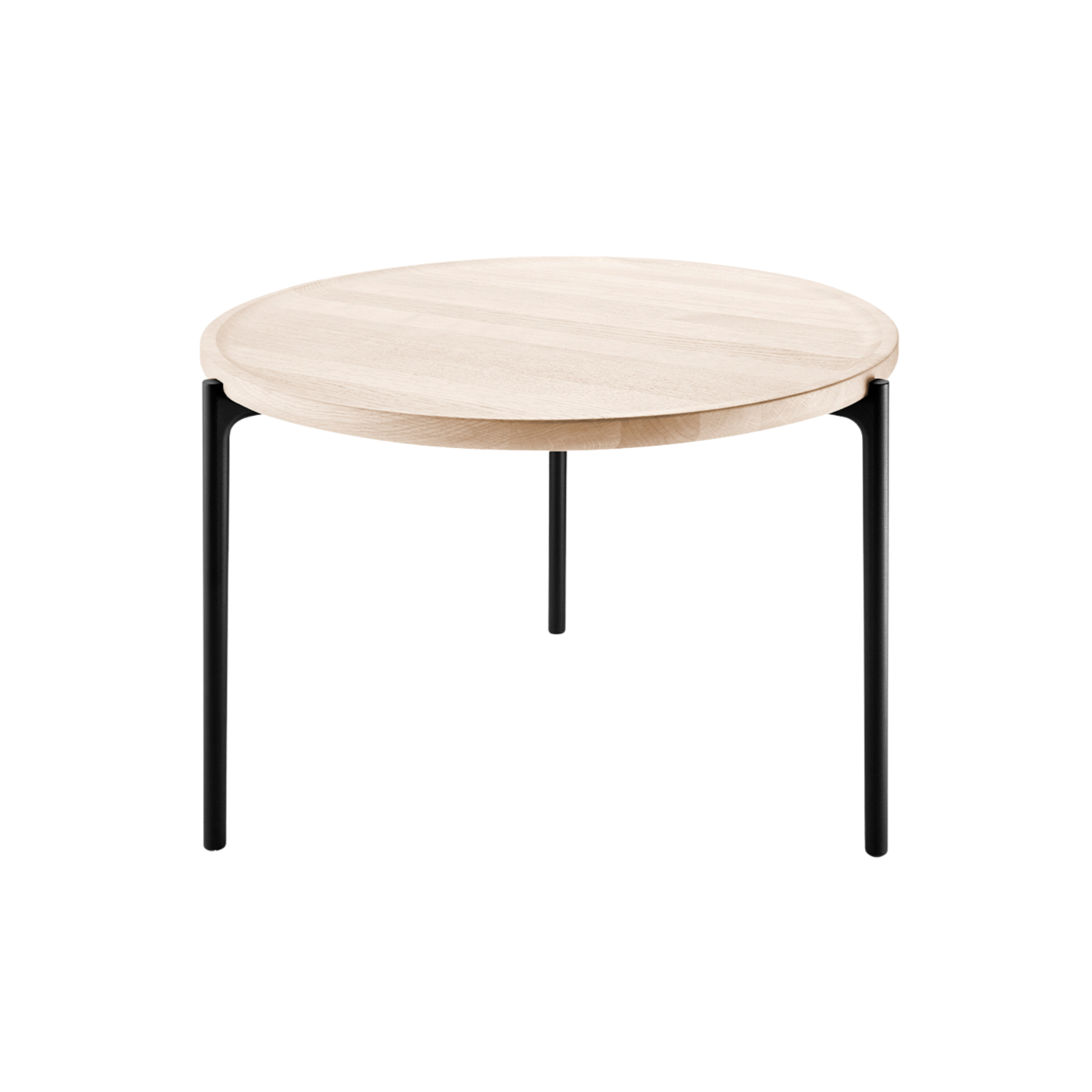 Round Side Table SAVOYE White Oak with Black Base