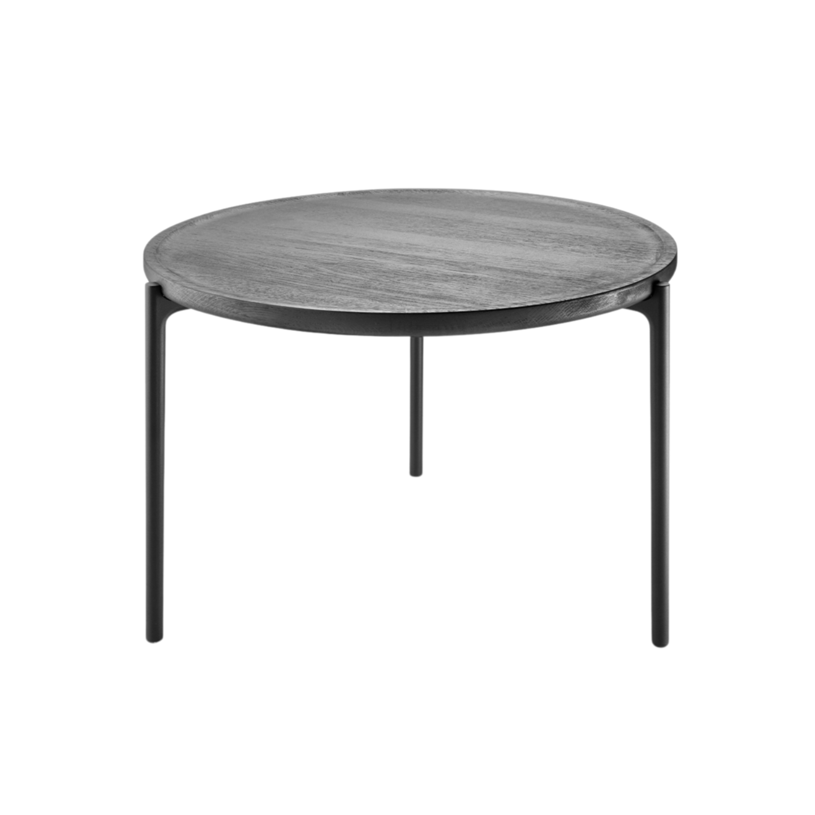 Ronde zijtafel SAVOYE zwart eiken met zwarte basis