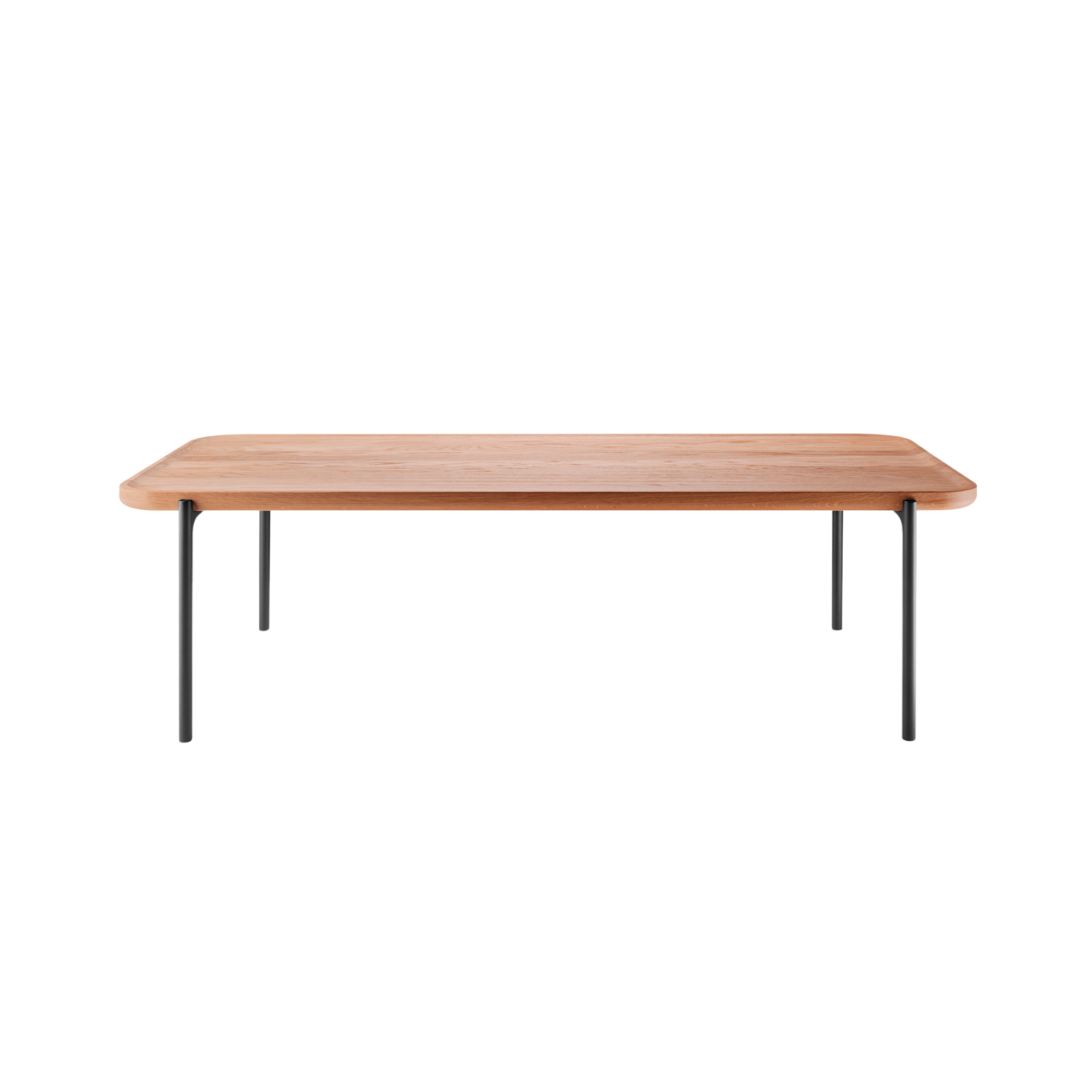Rectangular coffee table SAVOYE natural oak with black base