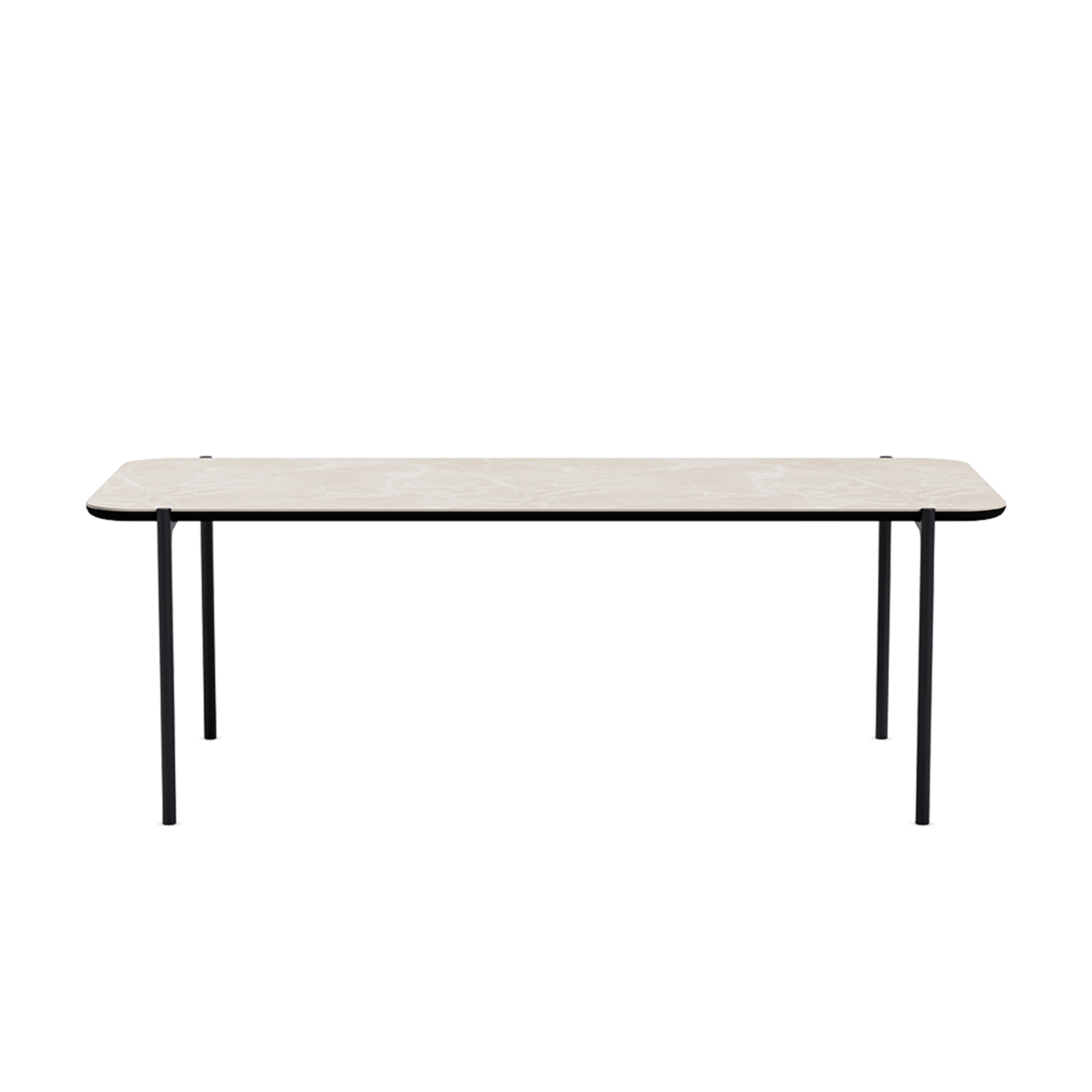 Rechthoekige zijtafel SAVOYE beige keramiek met zwarte basis
