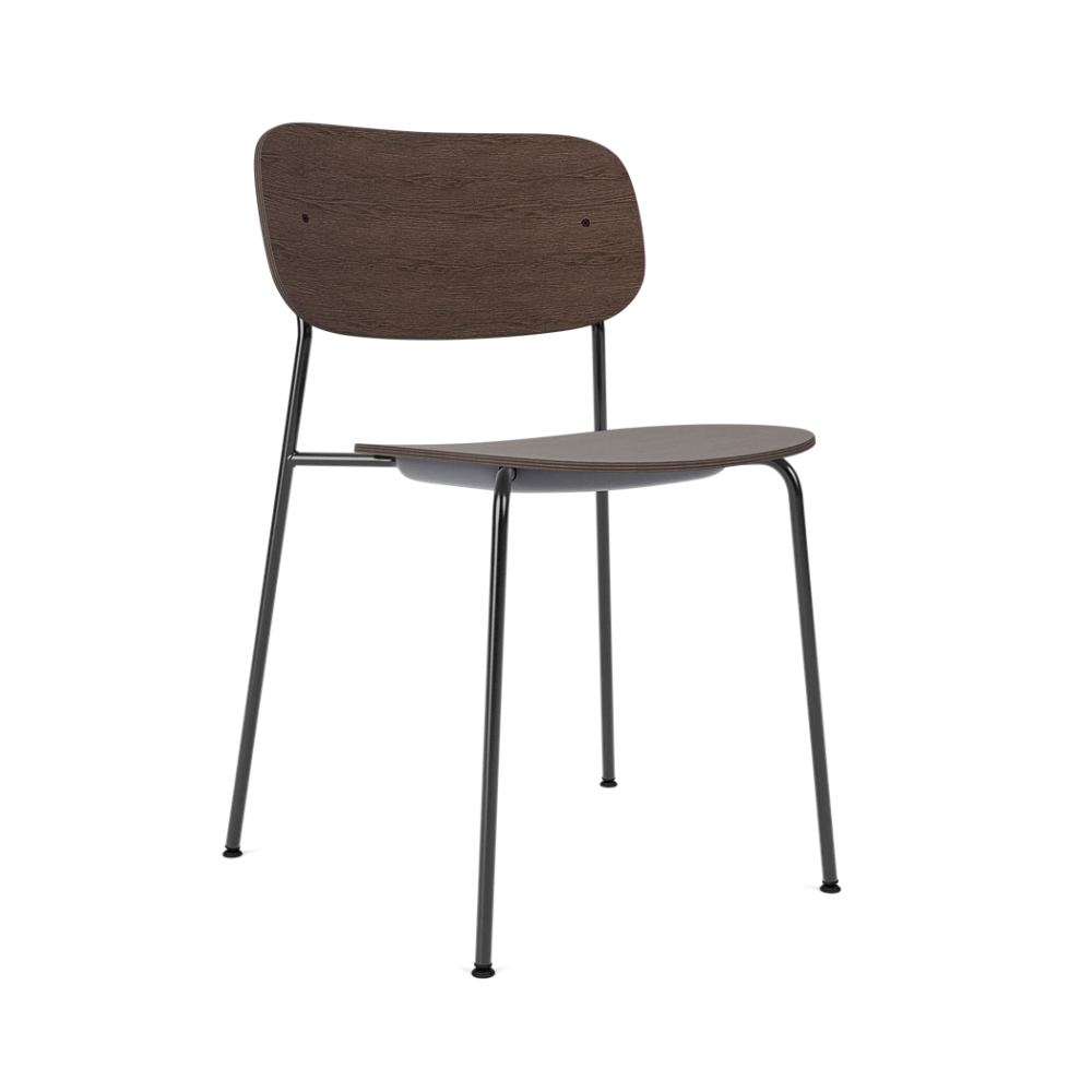 Stoel CO donker eikenfineer met zwarte basis