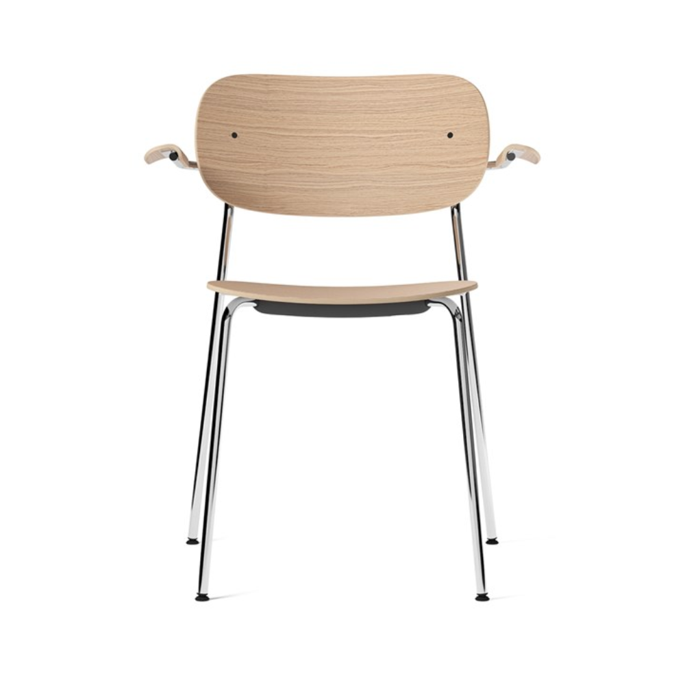 Stuhl mit Armlehnen CO Eichenfurnier mit verchromtem Gestell